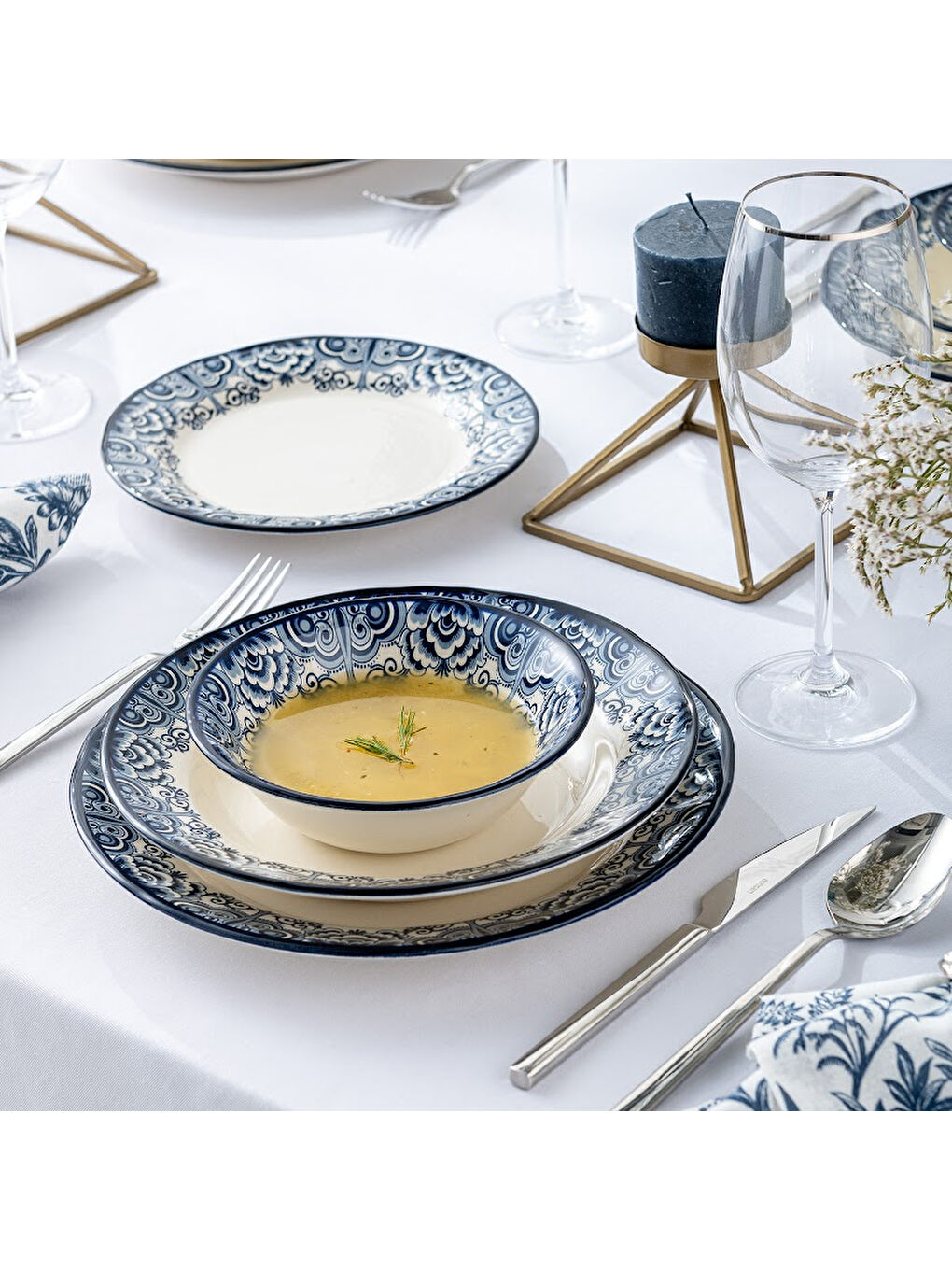 Ege 24 Parça 6 Kişilik Yemek Takımı Mavi-9