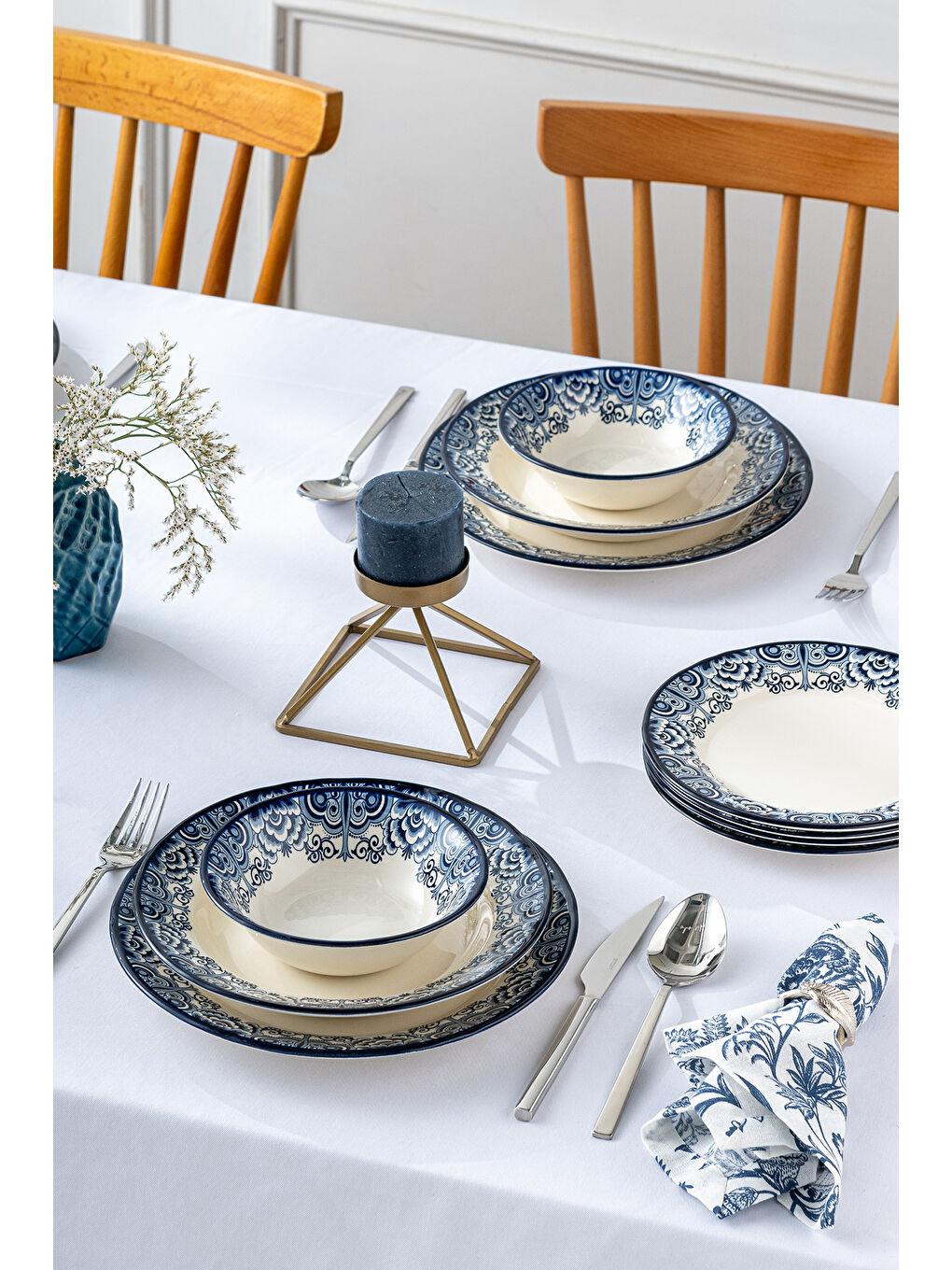 Ege 24 Parça 6 Kişilik Yemek Takımı Mavi-1