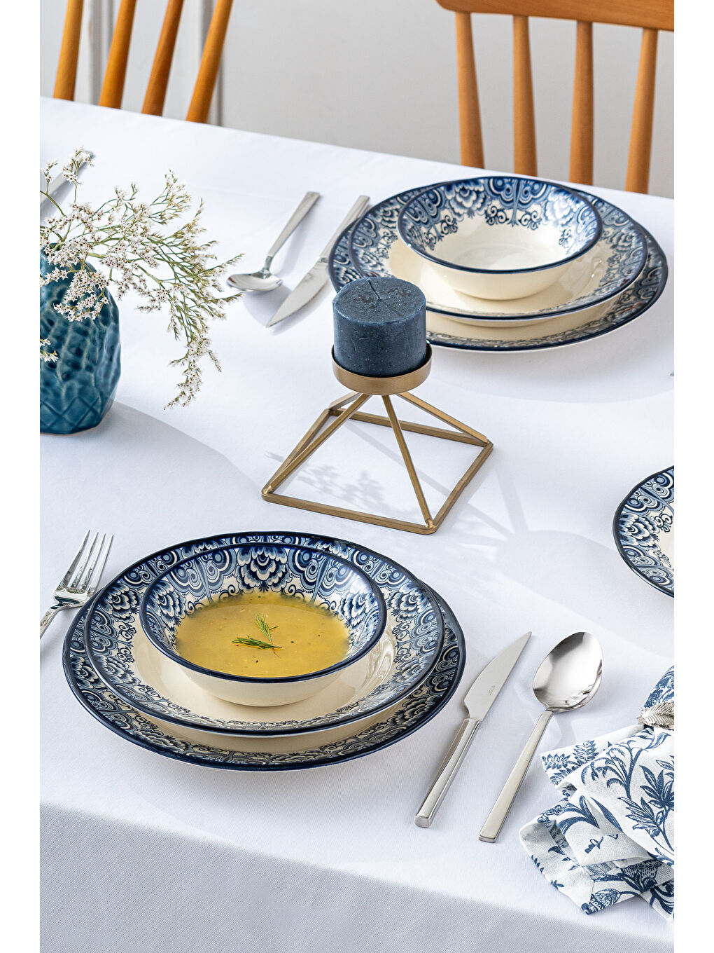 Ege 24 Parça 6 Kişilik Yemek Takımı Mavi-3