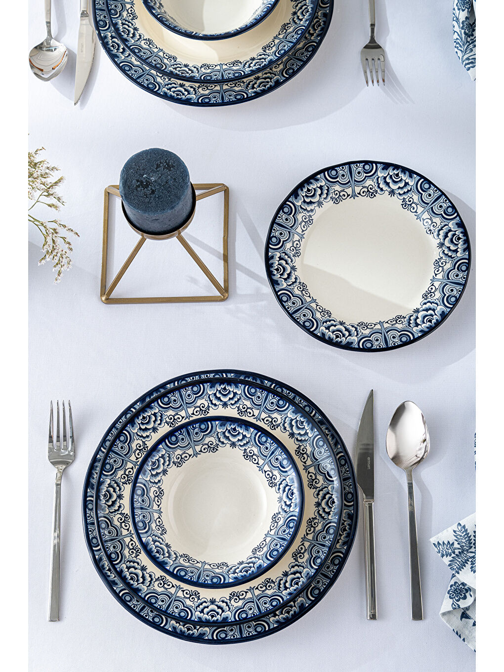 Ege 24 Parça 6 Kişilik Yemek Takımı Mavi-5