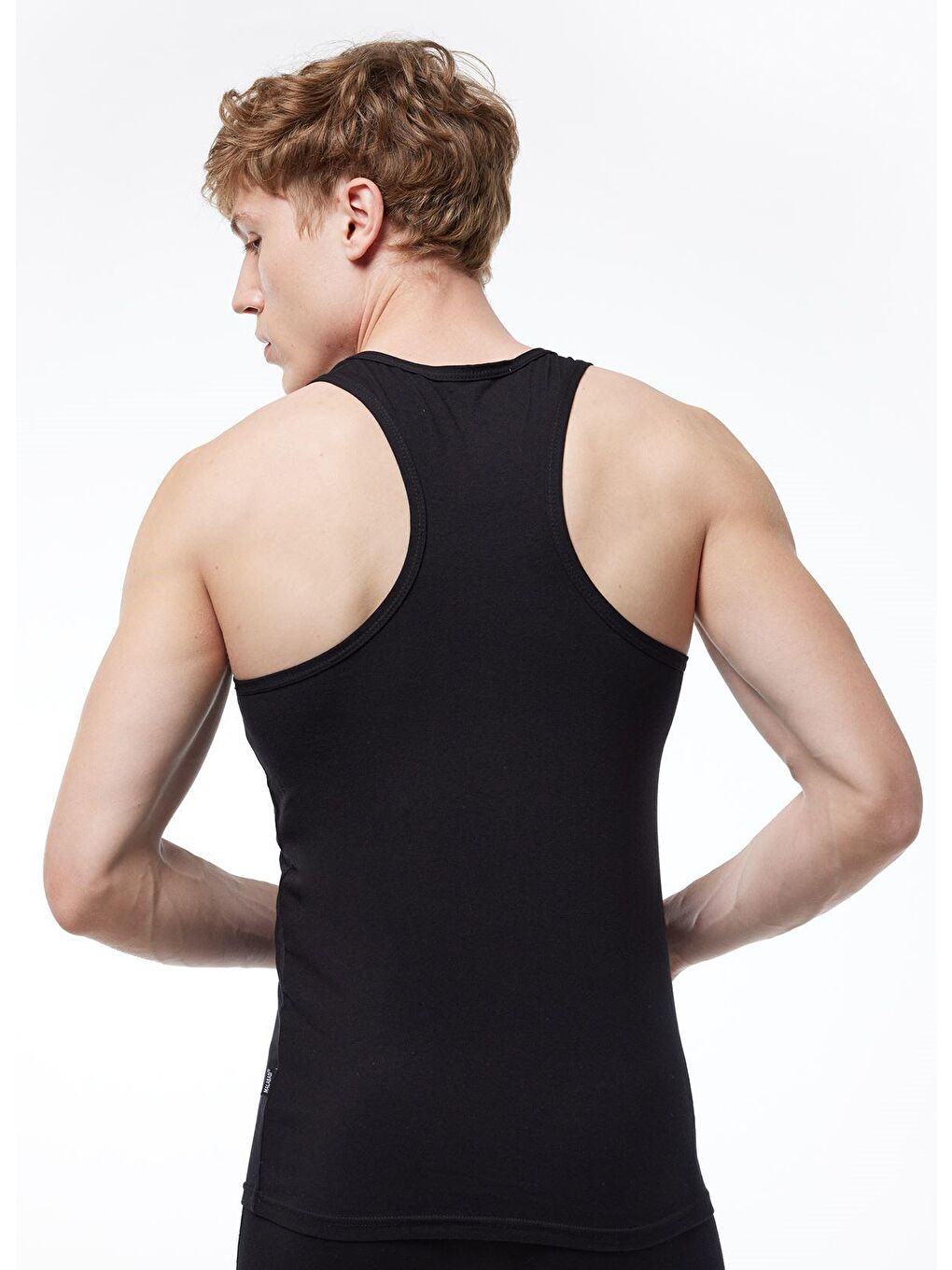 3'lü Erkek Siyah Pamuklu Elastan Sporcu Çapraz Atlet