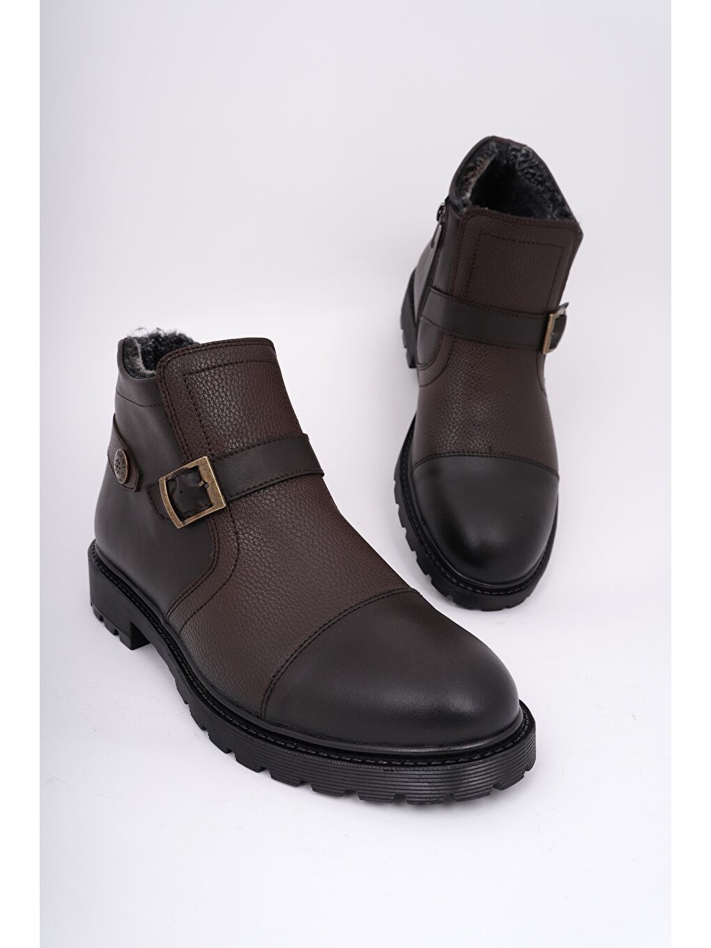 Kahverengi RODRİGUEZ Fermuarlı Kürklü Soğuk Geçirmez Erkek Bot-4