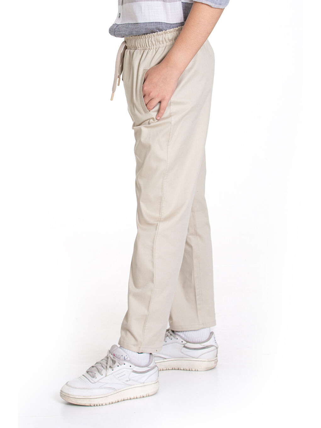 Ekru Erkek Çocuk Beli Lastikli Ve Kordonlu Pantolon 1162.1-1