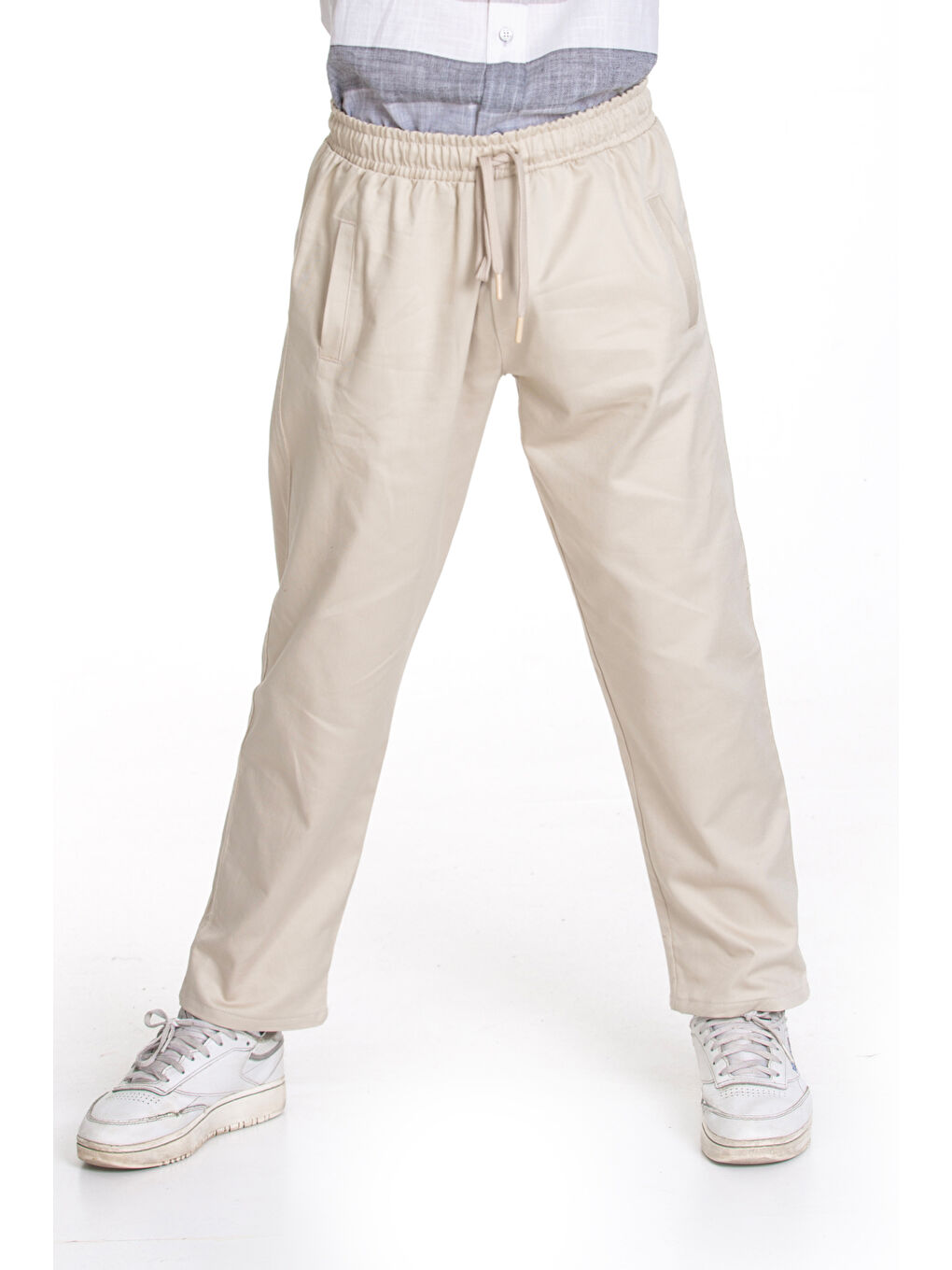 Ekru Erkek Çocuk Beli Lastikli Ve Kordonlu Pantolon 1162.1-2