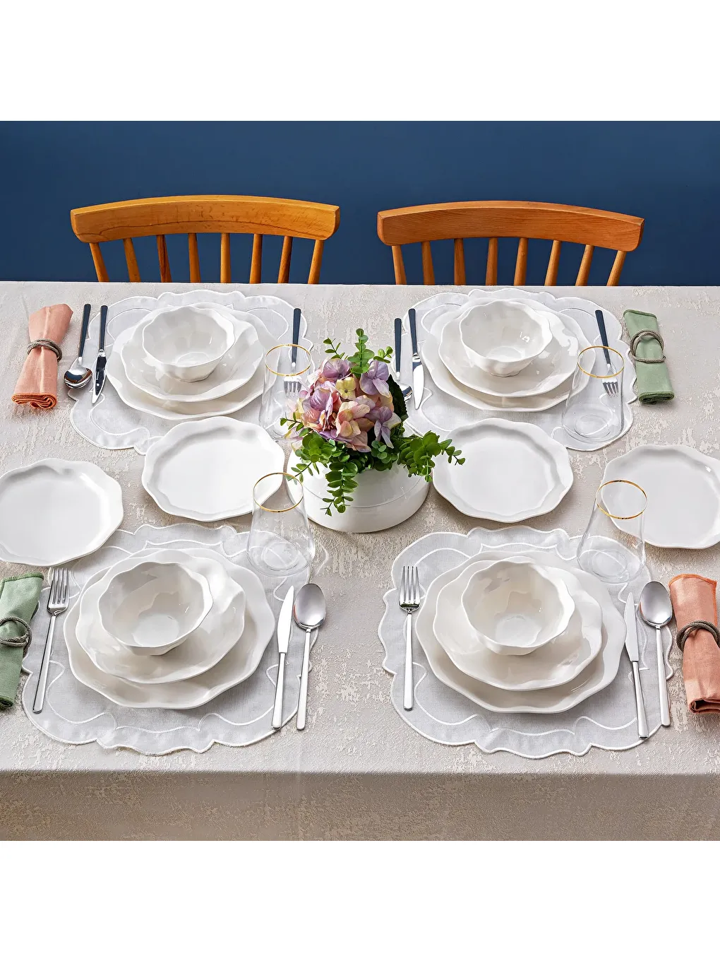 Beyaz Yonca 24 Parça 6 Kişilik Yemek Takımı-8