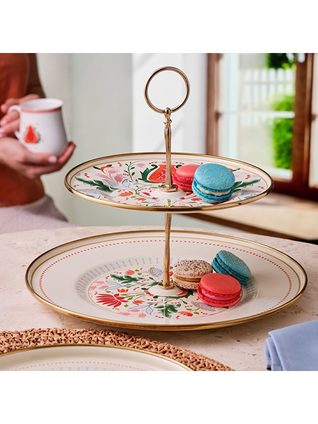 Beyaz Nar Emaye Katlı Kurabiyelik 21X29 cm-6