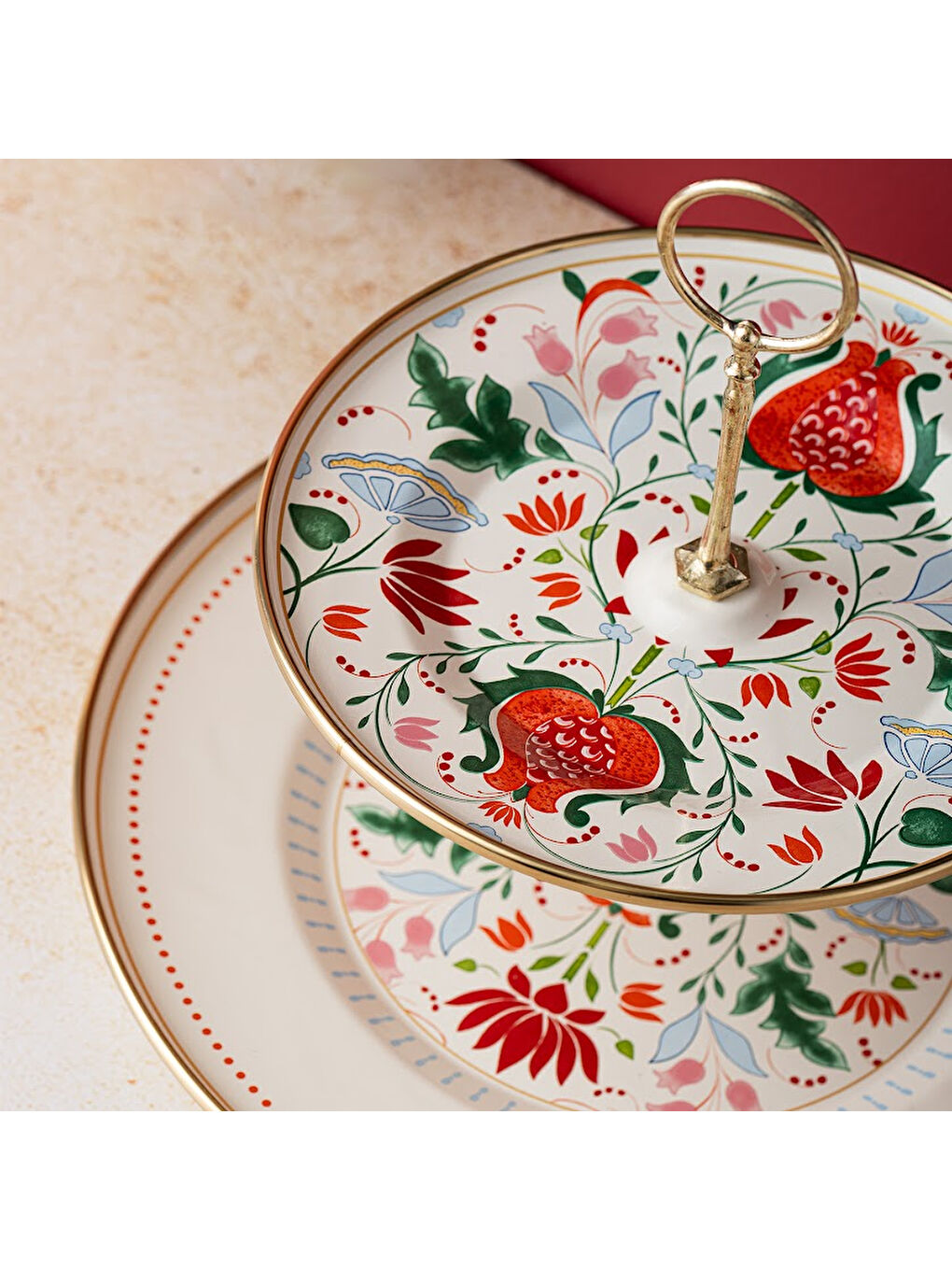 Beyaz Nar Emaye Katlı Kurabiyelik 21X29 cm-7