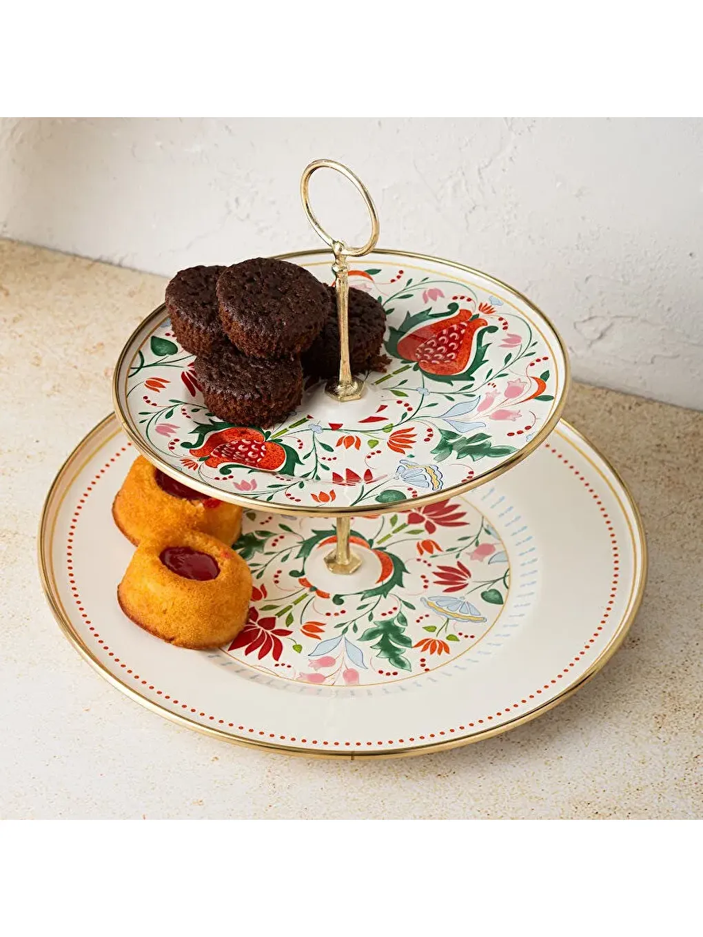 Beyaz Nar Emaye Katlı Kurabiyelik 21X29 cm-8