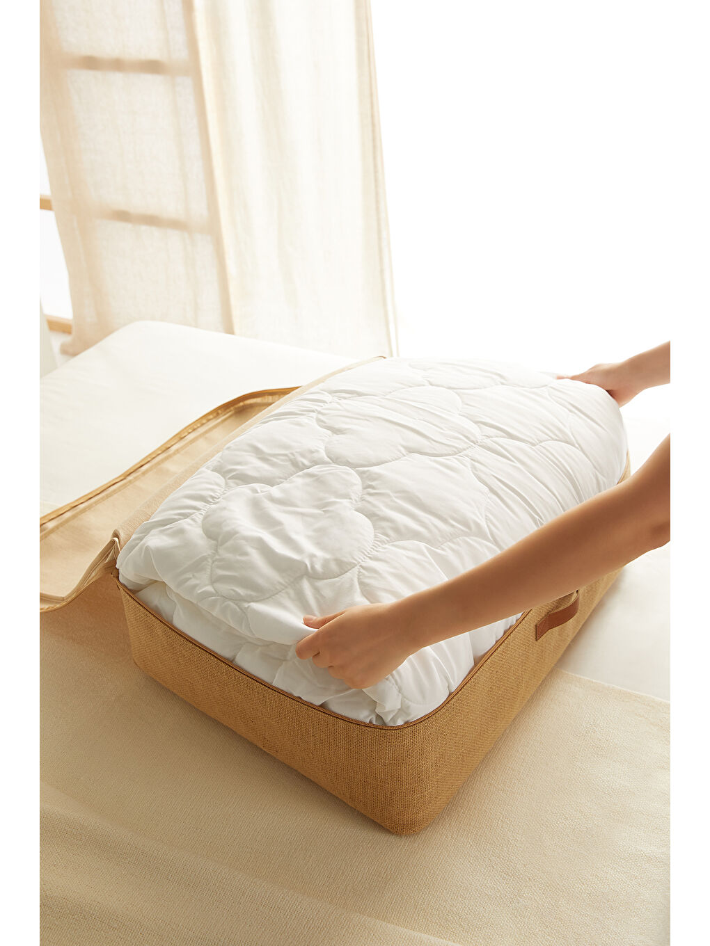 Bej Büyük Boy Jüt Baza Altı Hurç 62 x 46 x 22 cm-2