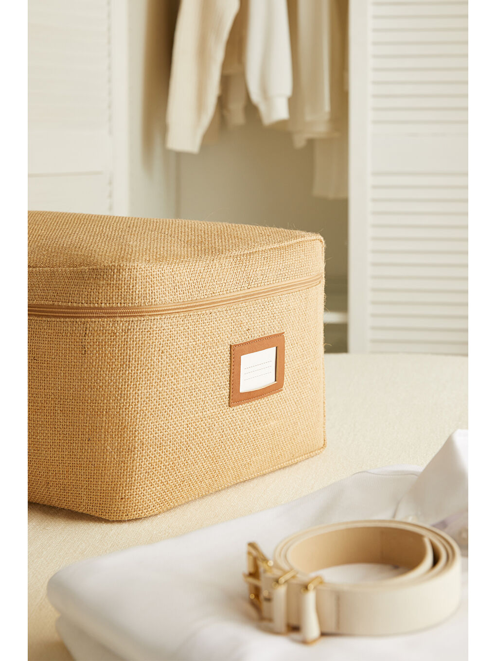 Bej Büyük Boy Jüt Baza Altı Hurç 62 x 46 x 22 cm-3