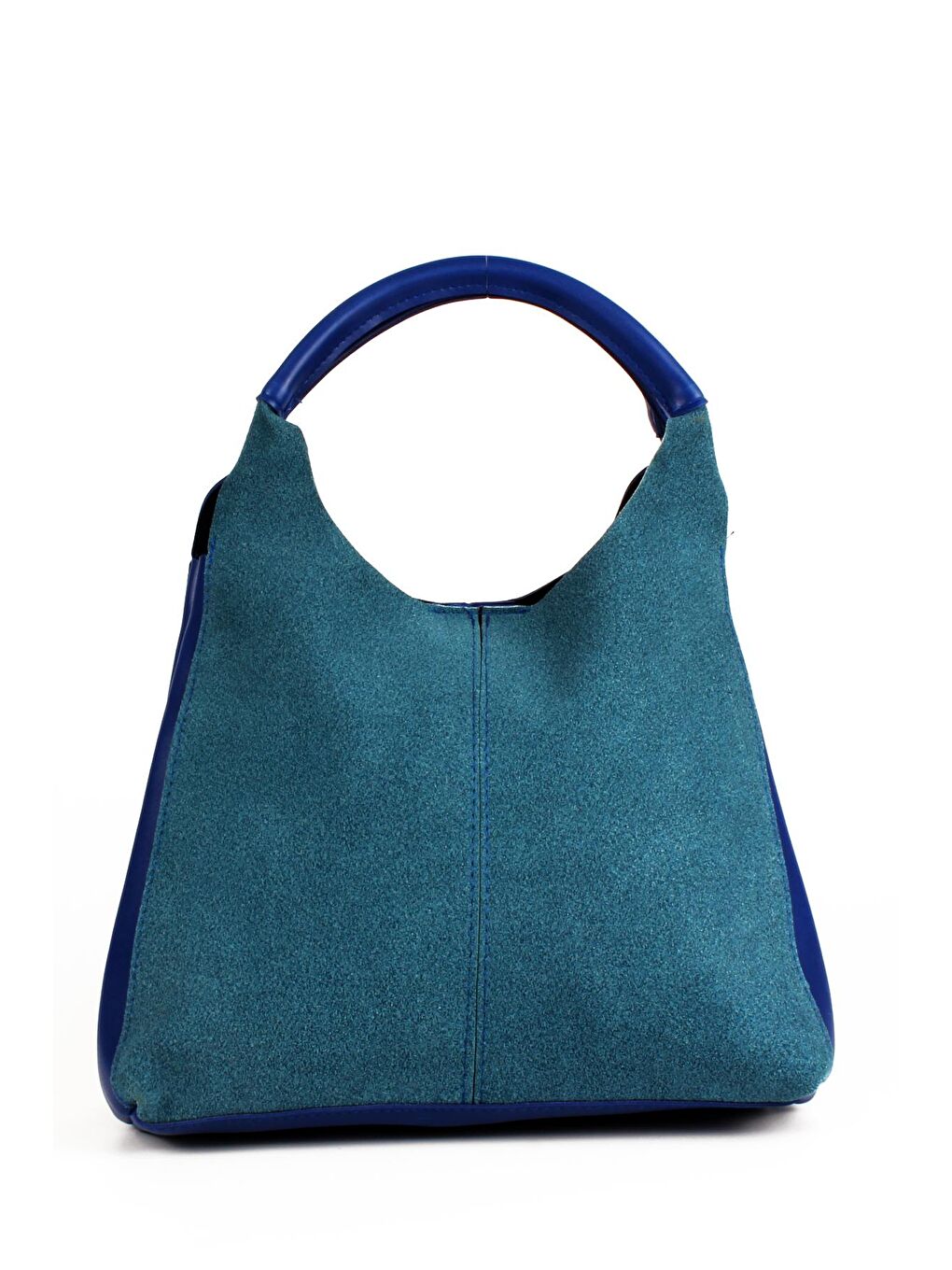 Mavi Kadın Garnilli Yarma Suni Deri Süet Yavrulu El ve Omuz Çantası (1750)