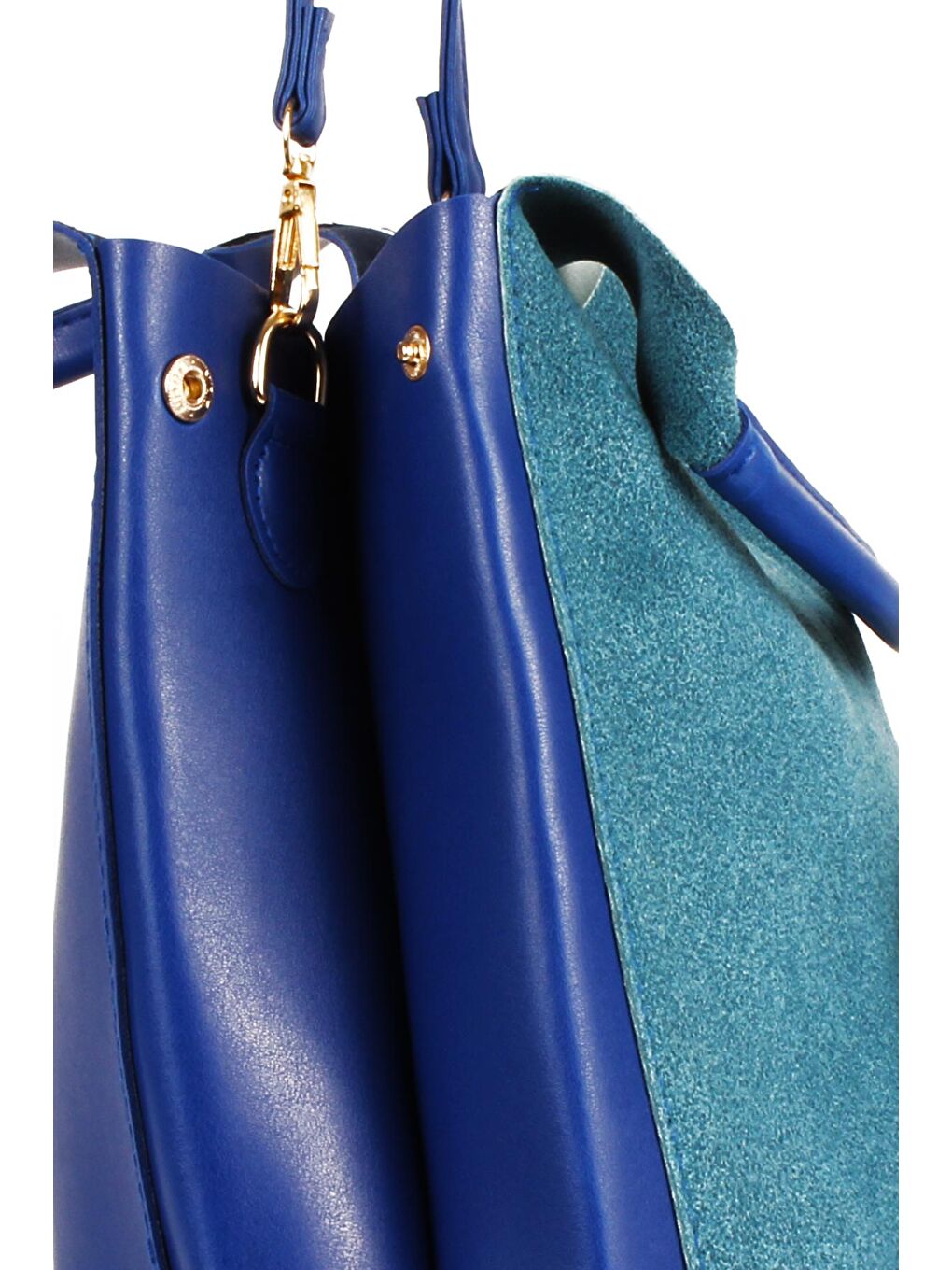 Mavi Kadın Garnilli Yarma Suni Deri Süet Yavrulu El ve Omuz Çantası (1750)-1