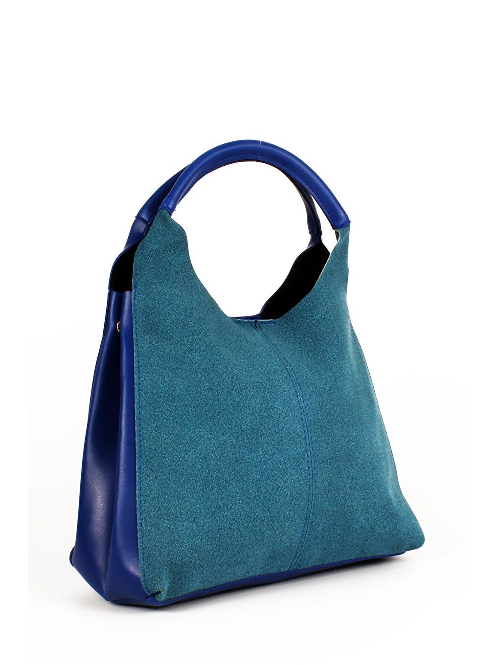 Mavi Kadın Garnilli Yarma Suni Deri Süet Yavrulu El ve Omuz Çantası (1750)-3