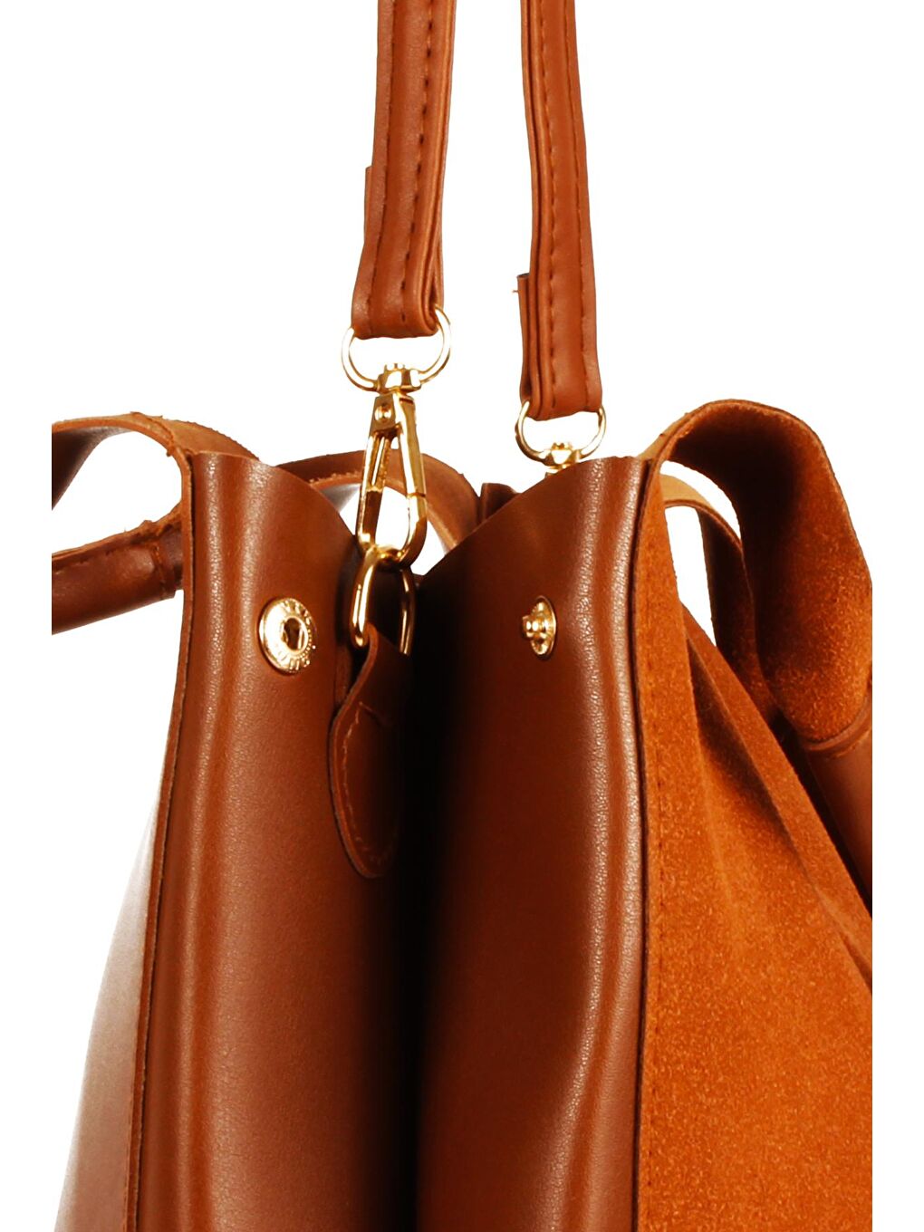 Kahverengi Kadın Garnilli Yarma Suni Deri Süet Yavrulu El ve Omuz Çantası (1750)-1