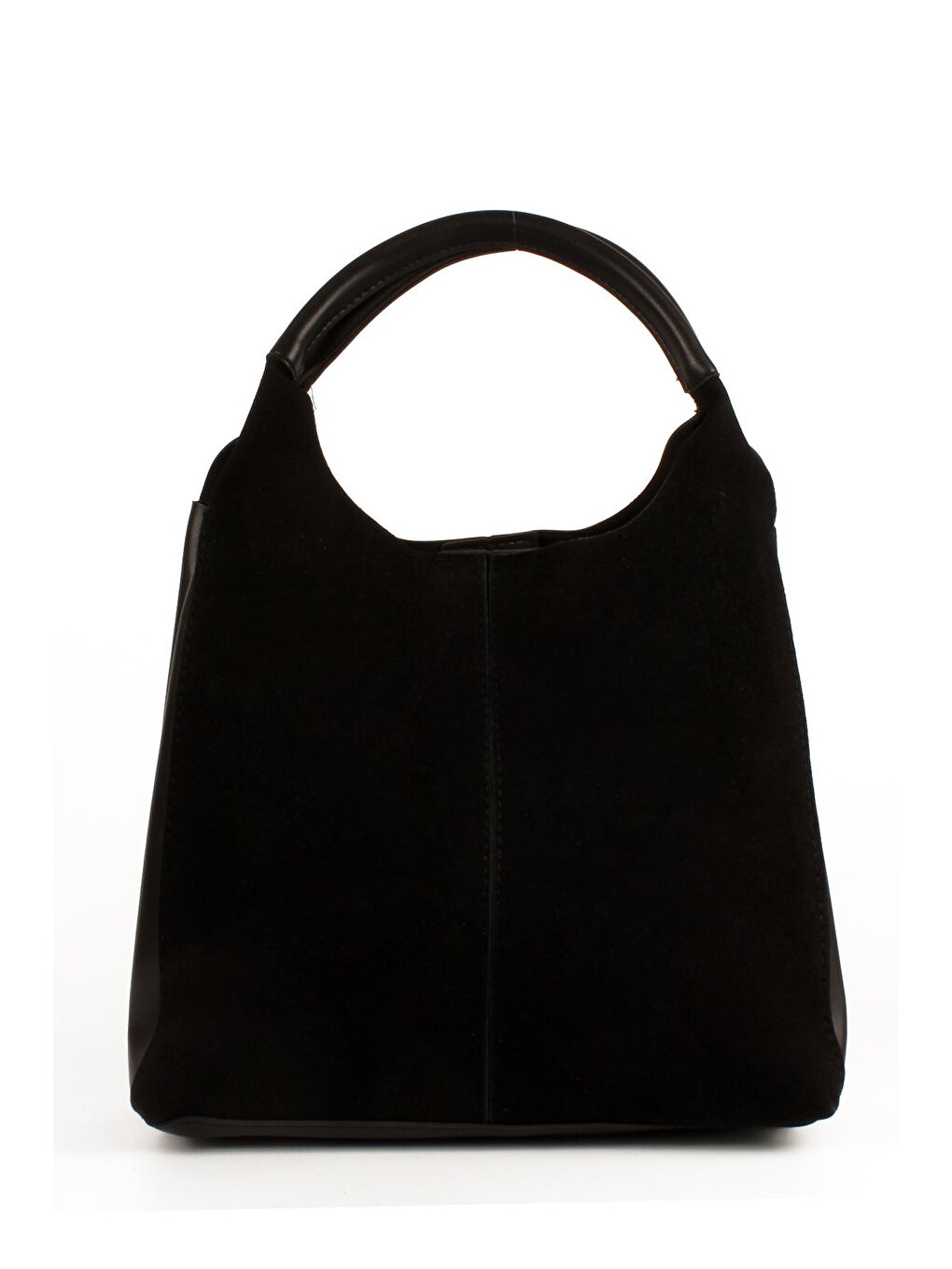 Siyah Kadın Garnilli Yarma Suni Deri Süet Yavrulu El ve Omuz Çantası (1750)