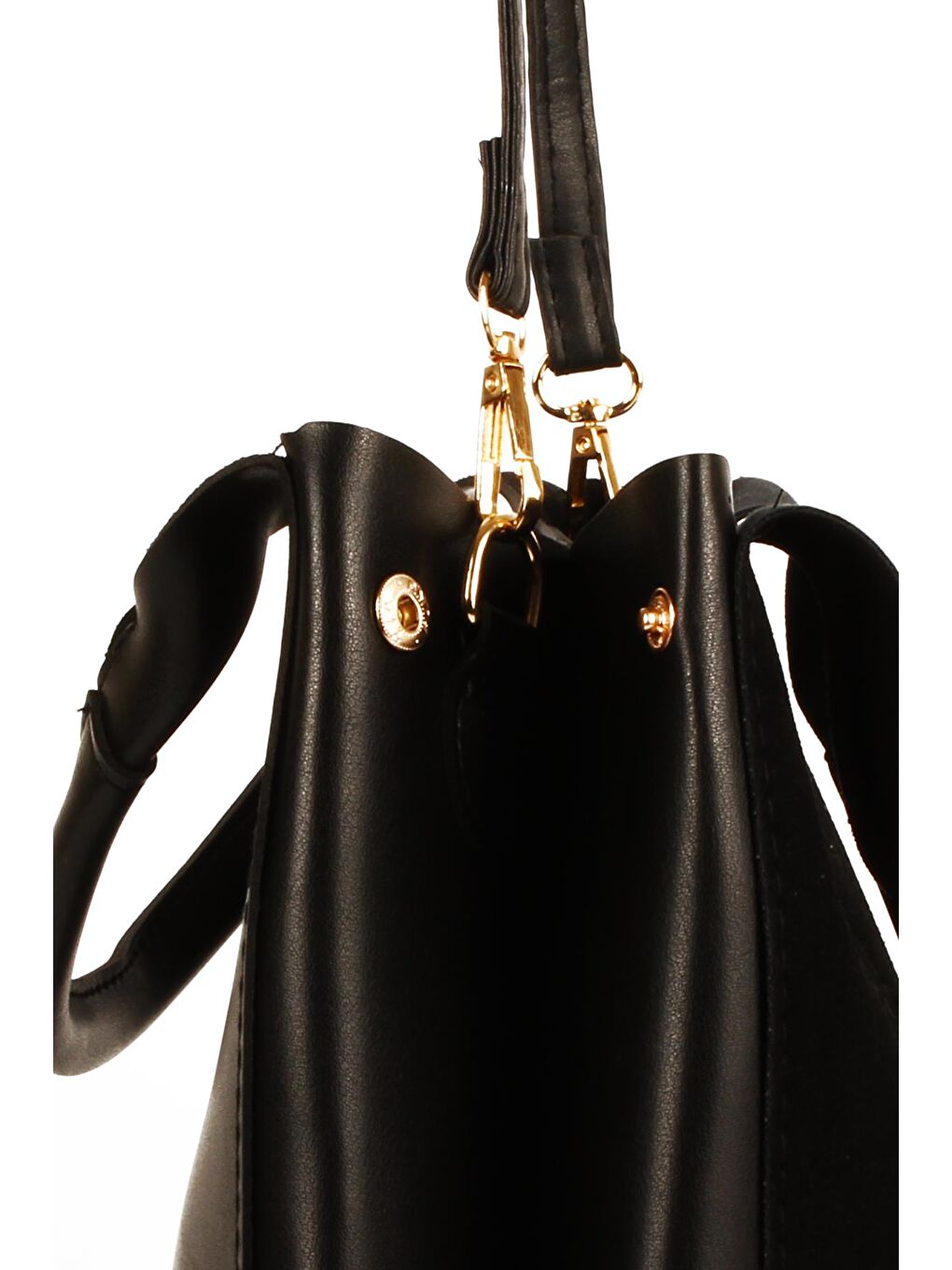 Siyah Kadın Garnilli Yarma Suni Deri Süet Yavrulu El ve Omuz Çantası (1750)-2