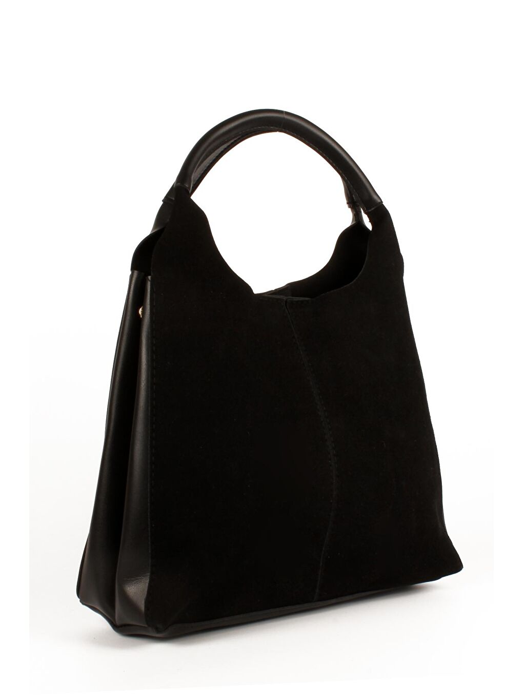 Siyah Kadın Garnilli Yarma Suni Deri Süet Yavrulu El ve Omuz Çantası (1750)-3