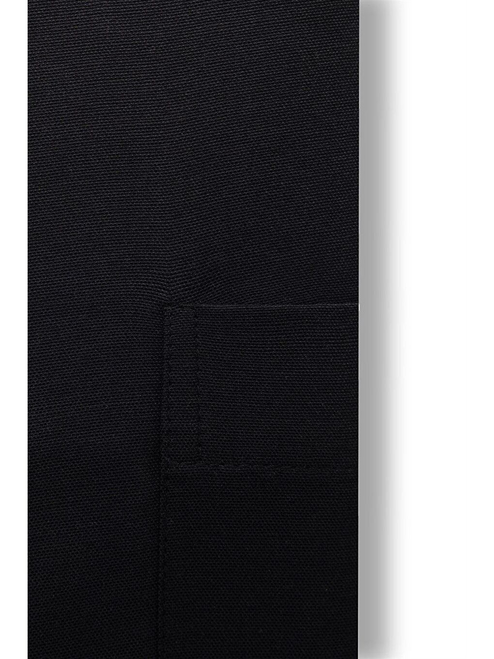 Erkek Big Size Büyük Beden Kısa Kollu Pamuklu Oxford Doku Tek Cepli Siyah Düğmeli Yaka Gömlek-3