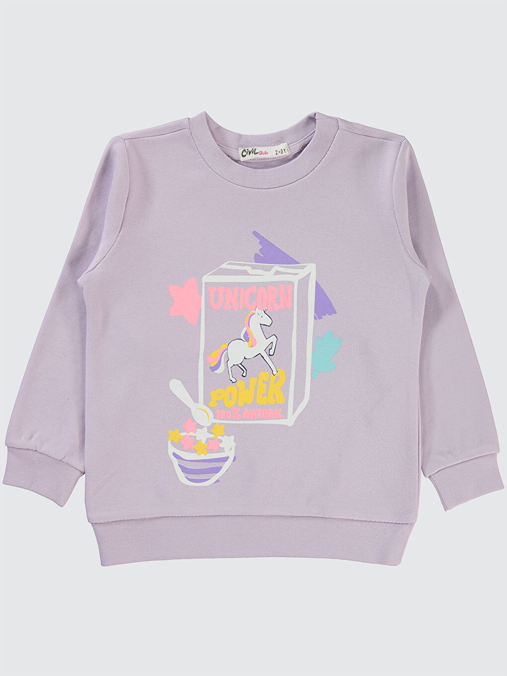 Civil Mor Girls Kız Çocuk Sweatshirt 2-5 Yaş Nazik Lavanta