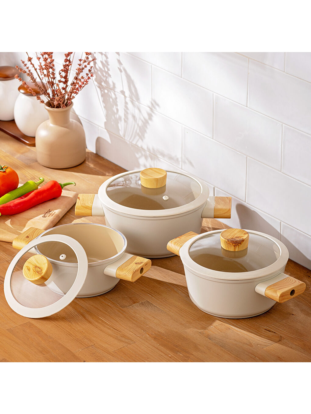 Beyaz Swiss Crystal 6 Parça Midi Tencere Seti-6