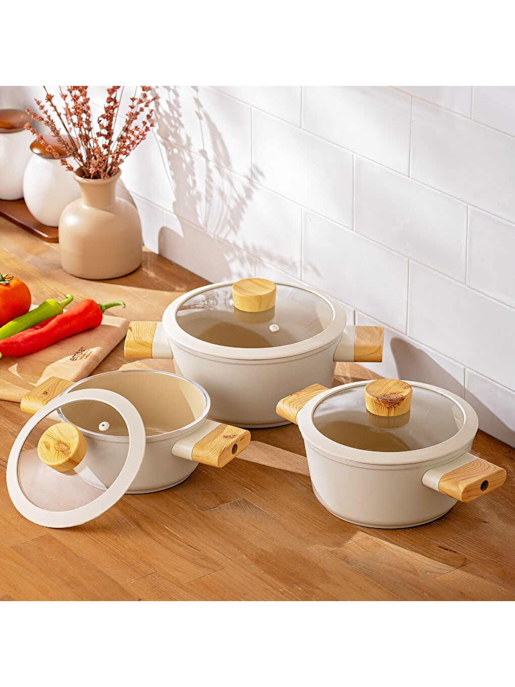 Beyaz Swiss Crystal 6 Parça Midi Tencere Seti-7