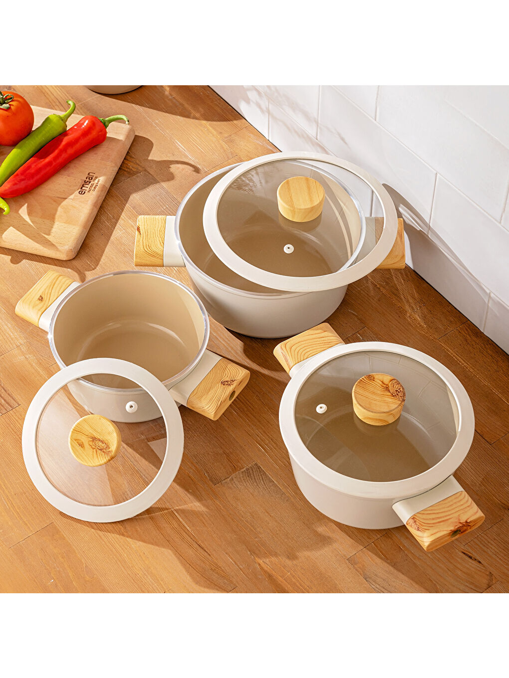 Beyaz Swiss Crystal 6 Parça Midi Tencere Seti-8