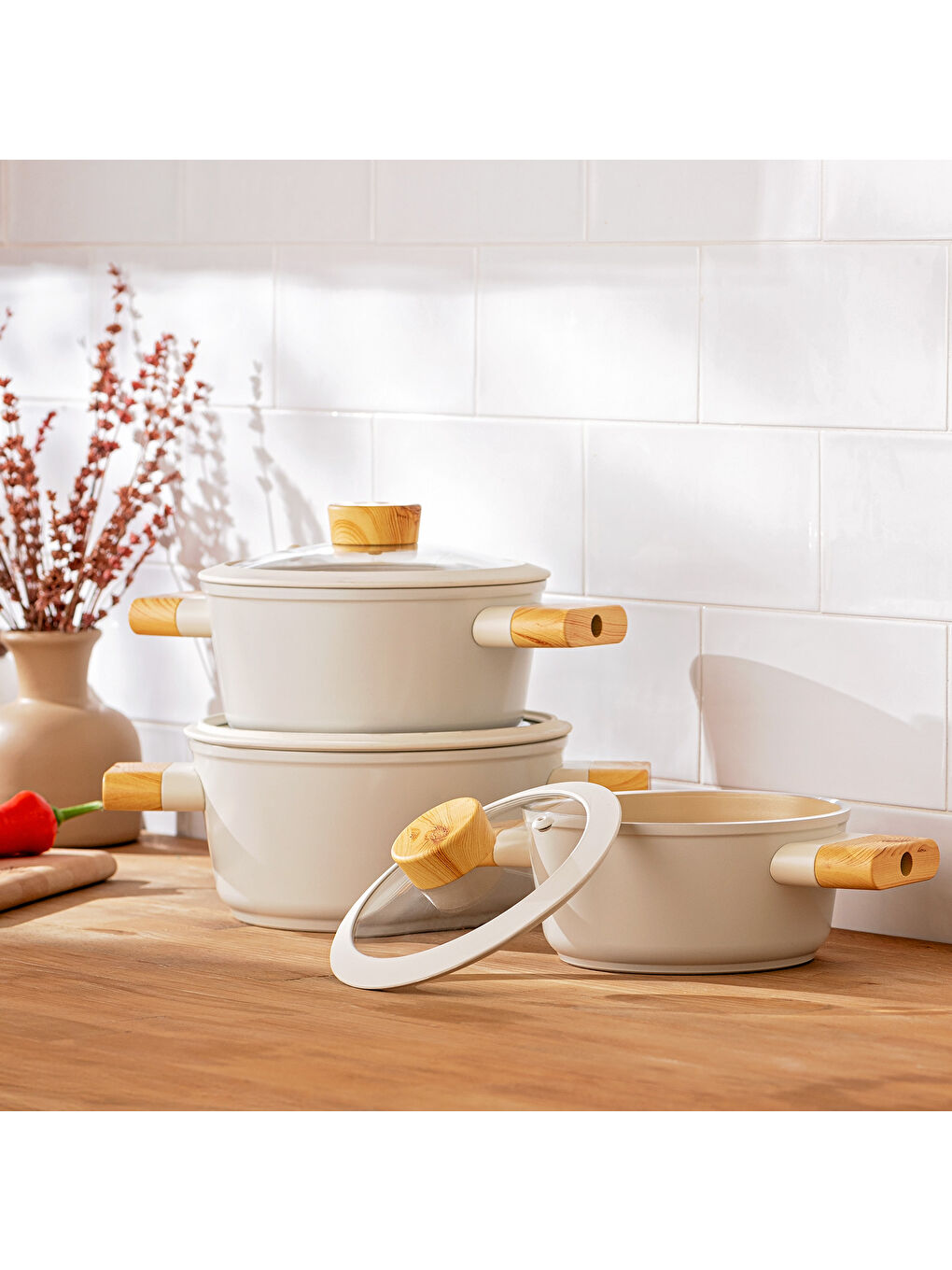 Beyaz Swiss Crystal 6 Parça Midi Tencere Seti-9