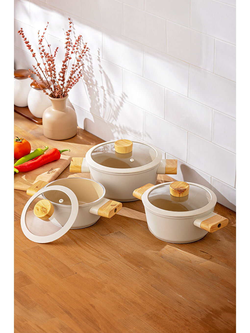 Beyaz Swiss Crystal 6 Parça Midi Tencere Seti-3