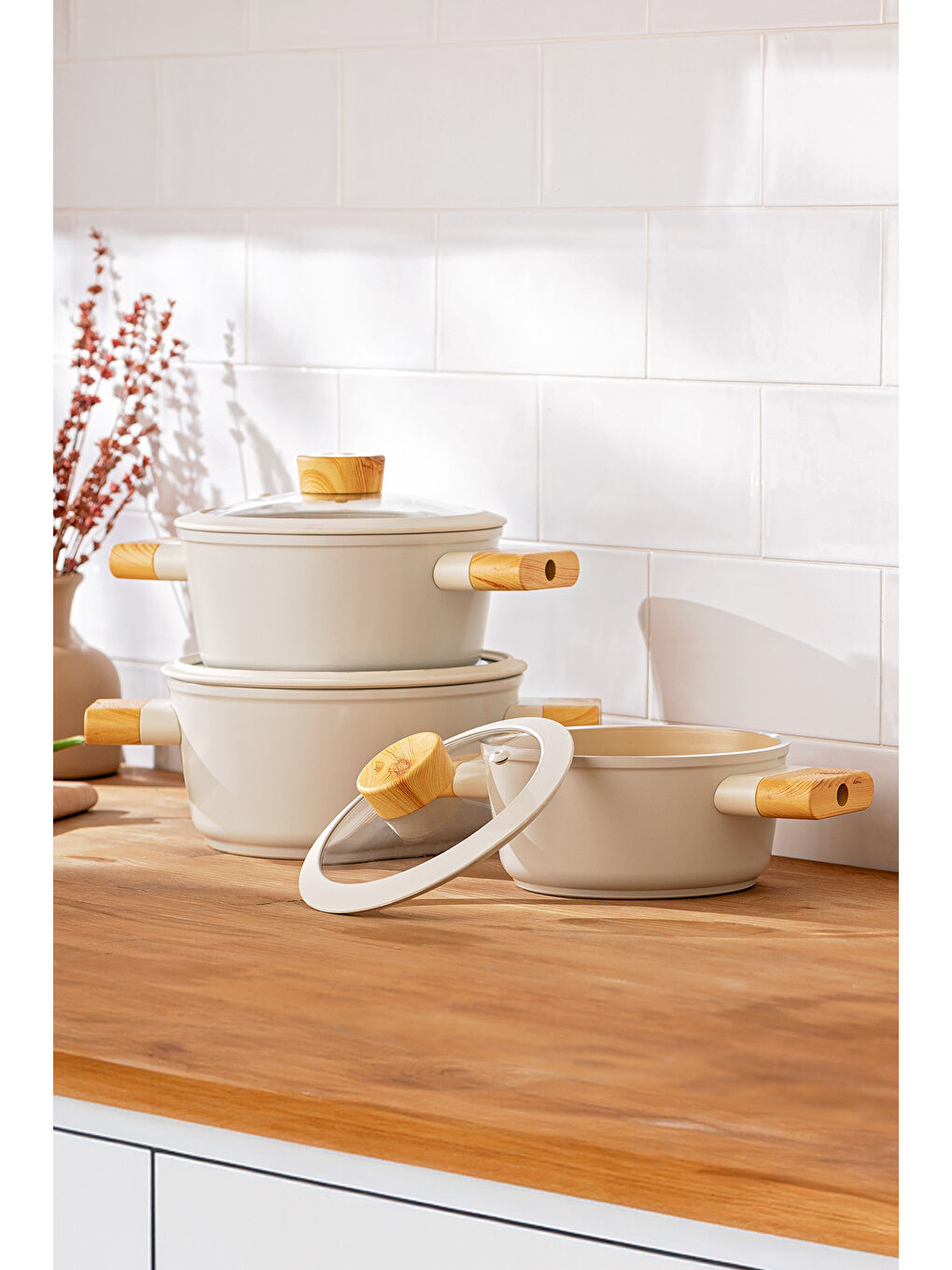 Beyaz Swiss Crystal 6 Parça Midi Tencere Seti-5