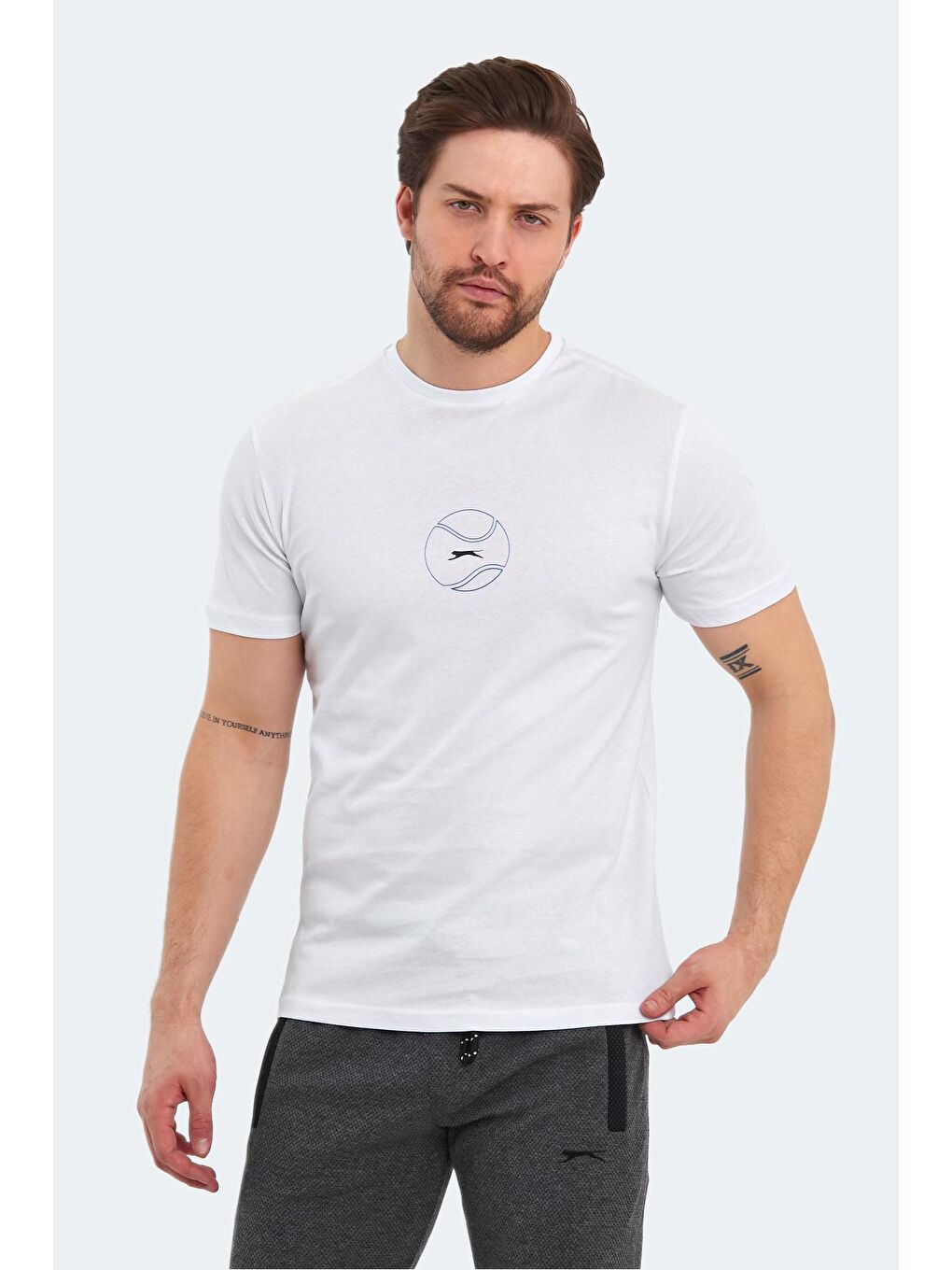 SLAZENGER Beyaz PASSAGE Erkek T-Shirt Beyaz