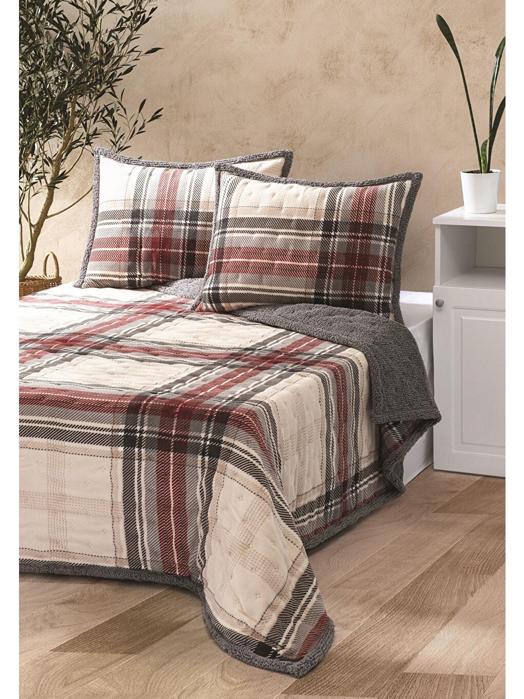 Allday Çift Kişilik Yatak Örtüsü Seti Dureau Gri-1