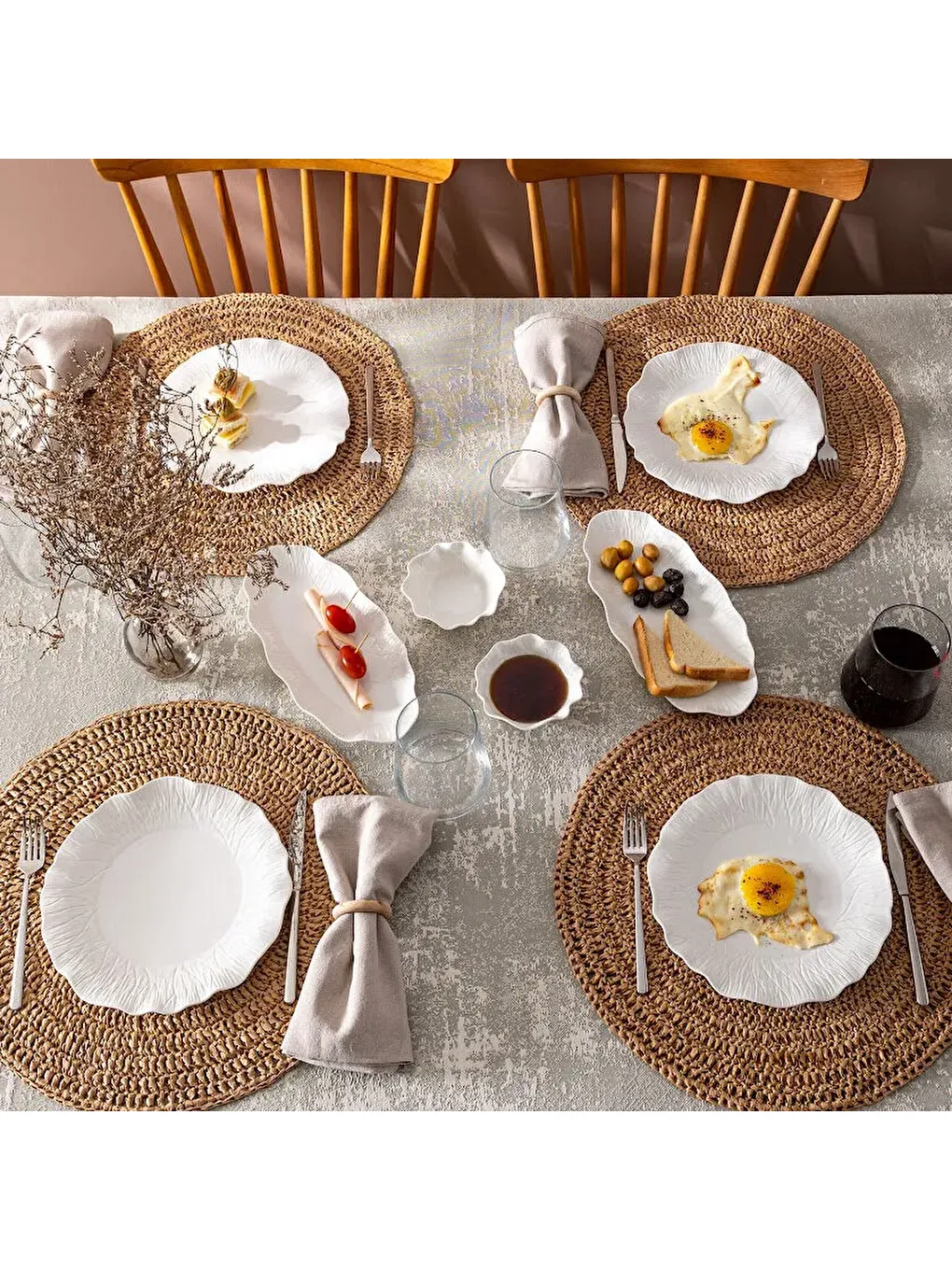 Beyaz Aren 14 Parça 6 Kişilik Kahvaltı Takımı-8