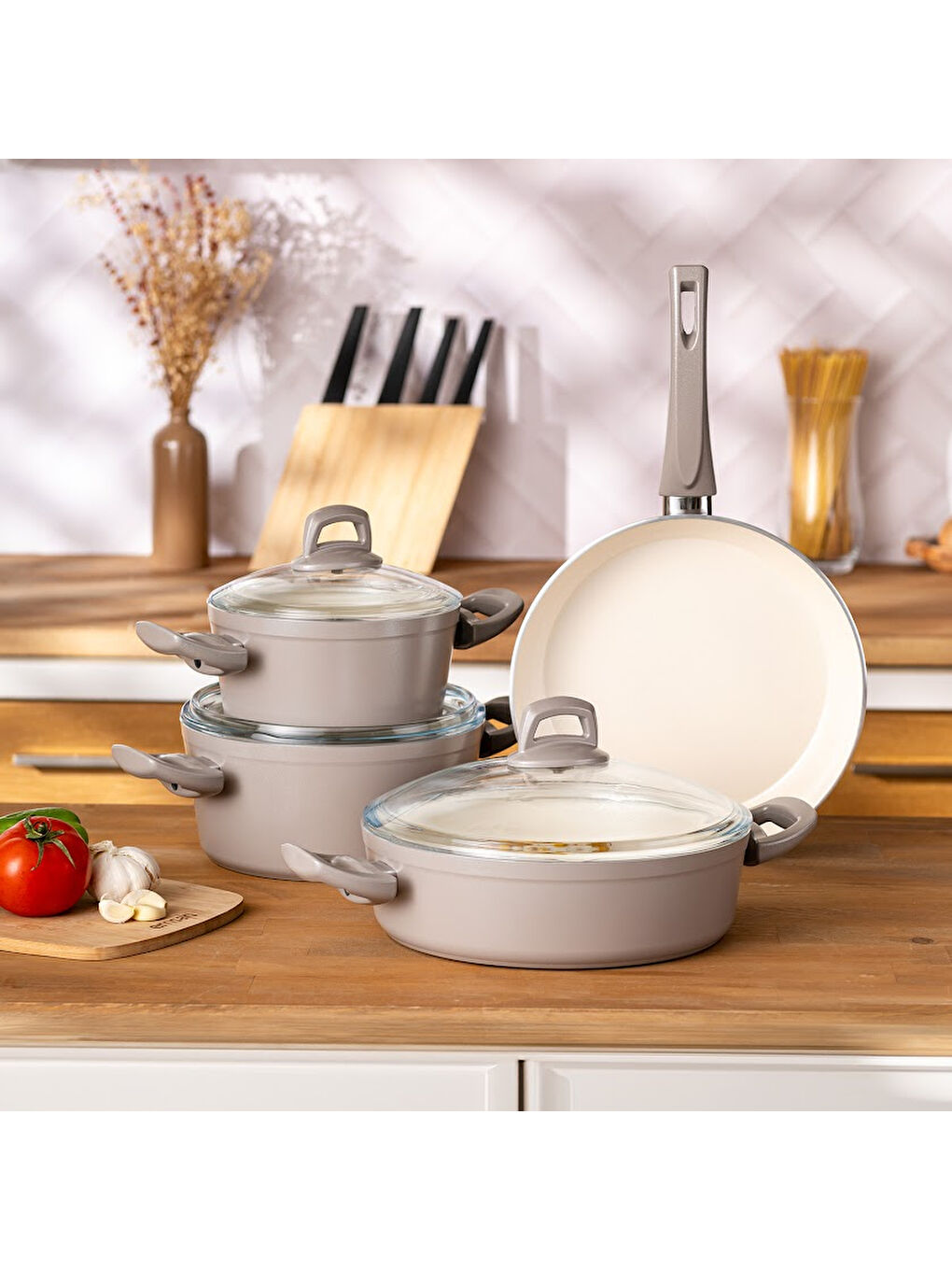 Crystal 7 Parça Tencere Seti Bej-6