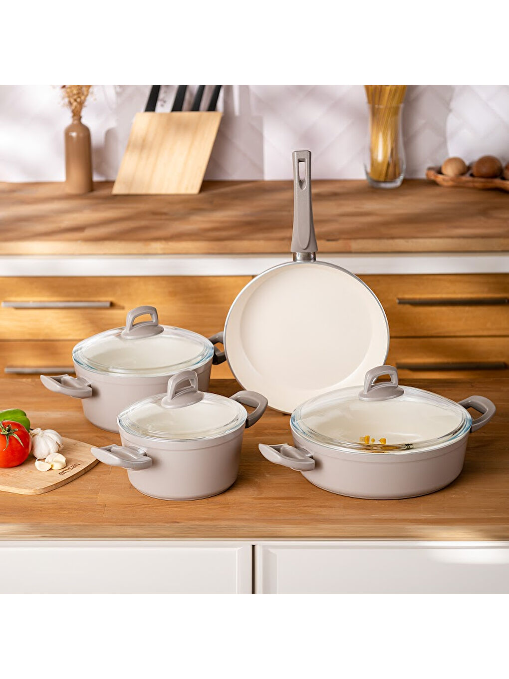 Crystal 7 Parça Tencere Seti Bej-7