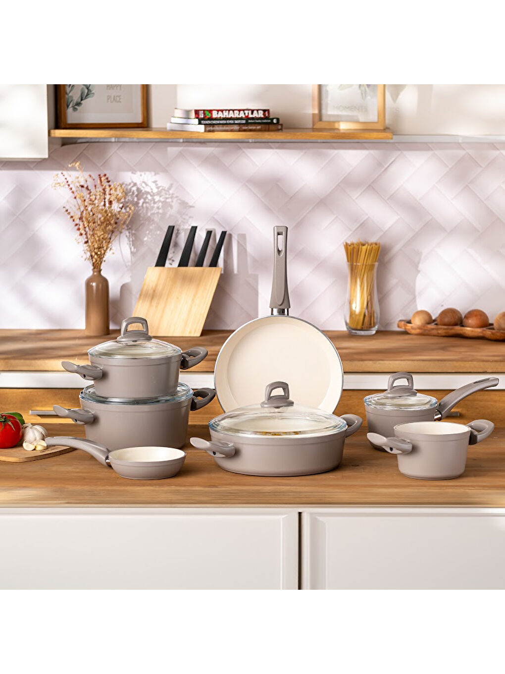 Crystal 11 Parça Tencere Seti Bej-6