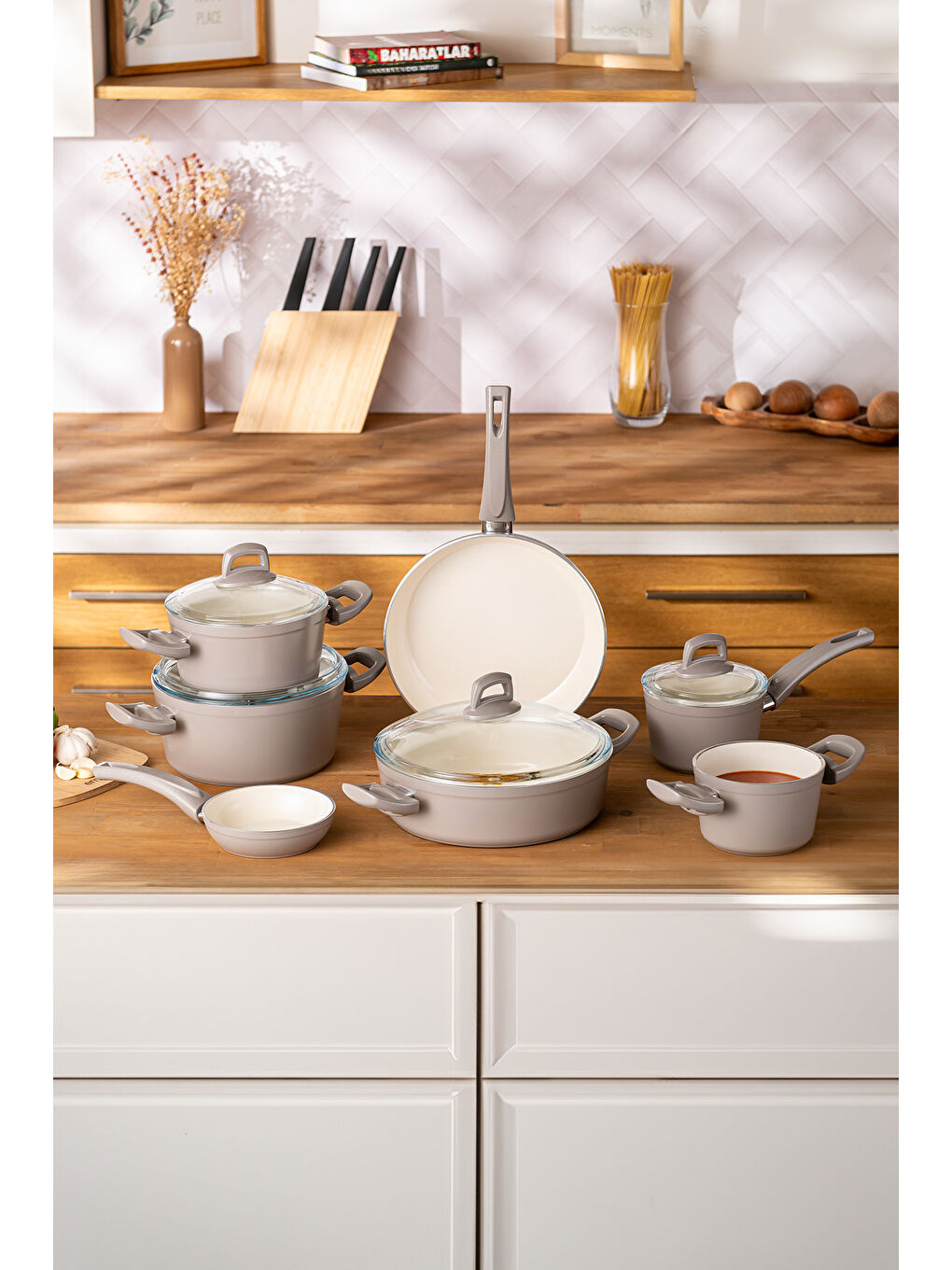 Crystal 11 Parça Tencere Seti Bej-3