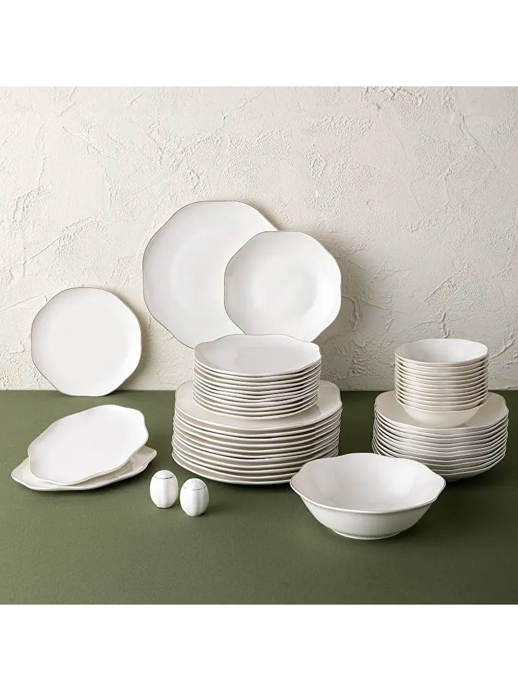 Beyaz Lotus 53 Parça 12 Kişilik Yemek Takımı Platin-7