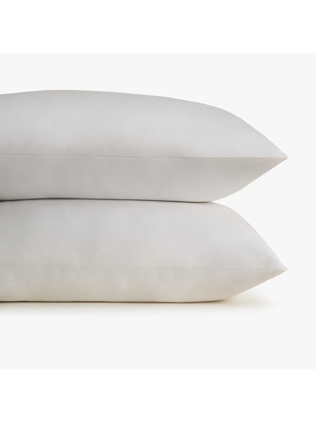 Ekru 2'li Düz Yastık Kılıfı %100 Organik Pamuk Saten Krem 50x70 Cm-1