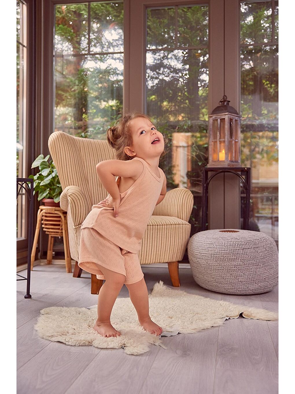 Pembe Kız Çocuk Atlet Ve Şort Pijama Takımı-1