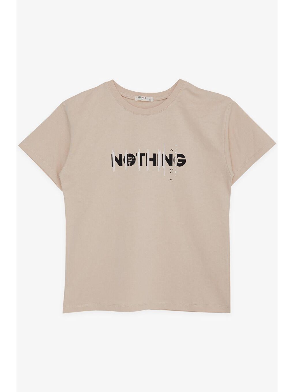 Erkek Çocuk Tişört Yazı Baskılı Bej (5-10 Yaş)