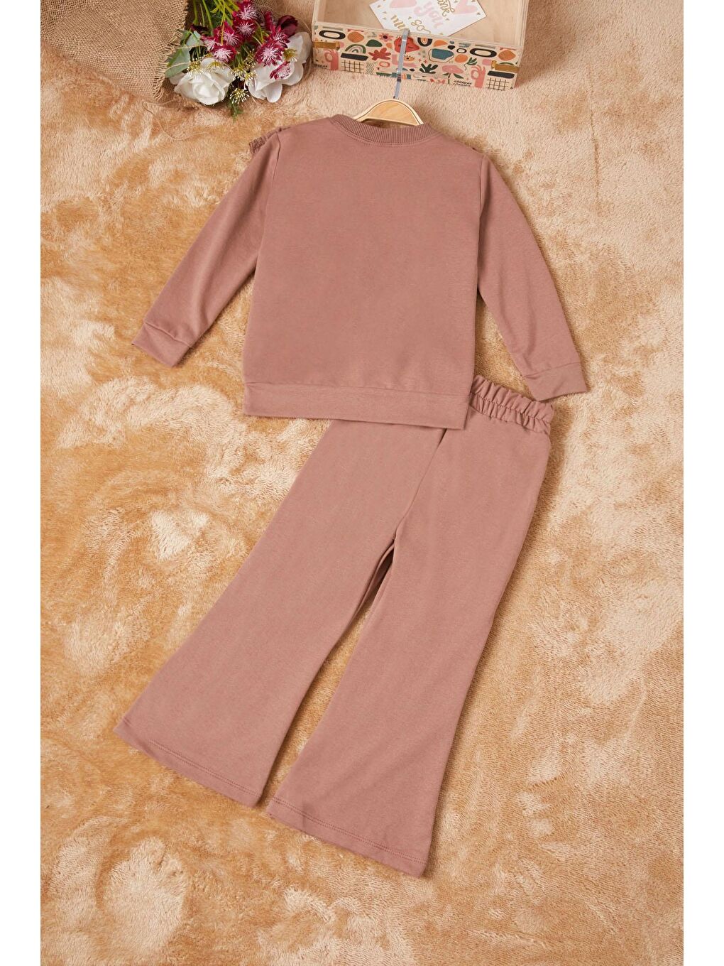 Kahverengi Önü Güpürlü İspanyol Paça Kız Çocuk Takım 16533-4