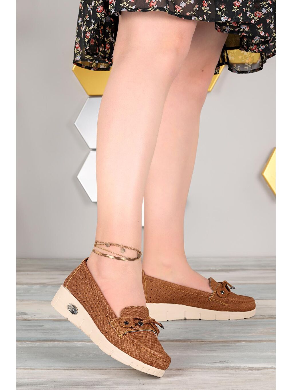 Kahverengi Günlük Fiyonklu Kadın Babet Ayakkabı Cns 1976