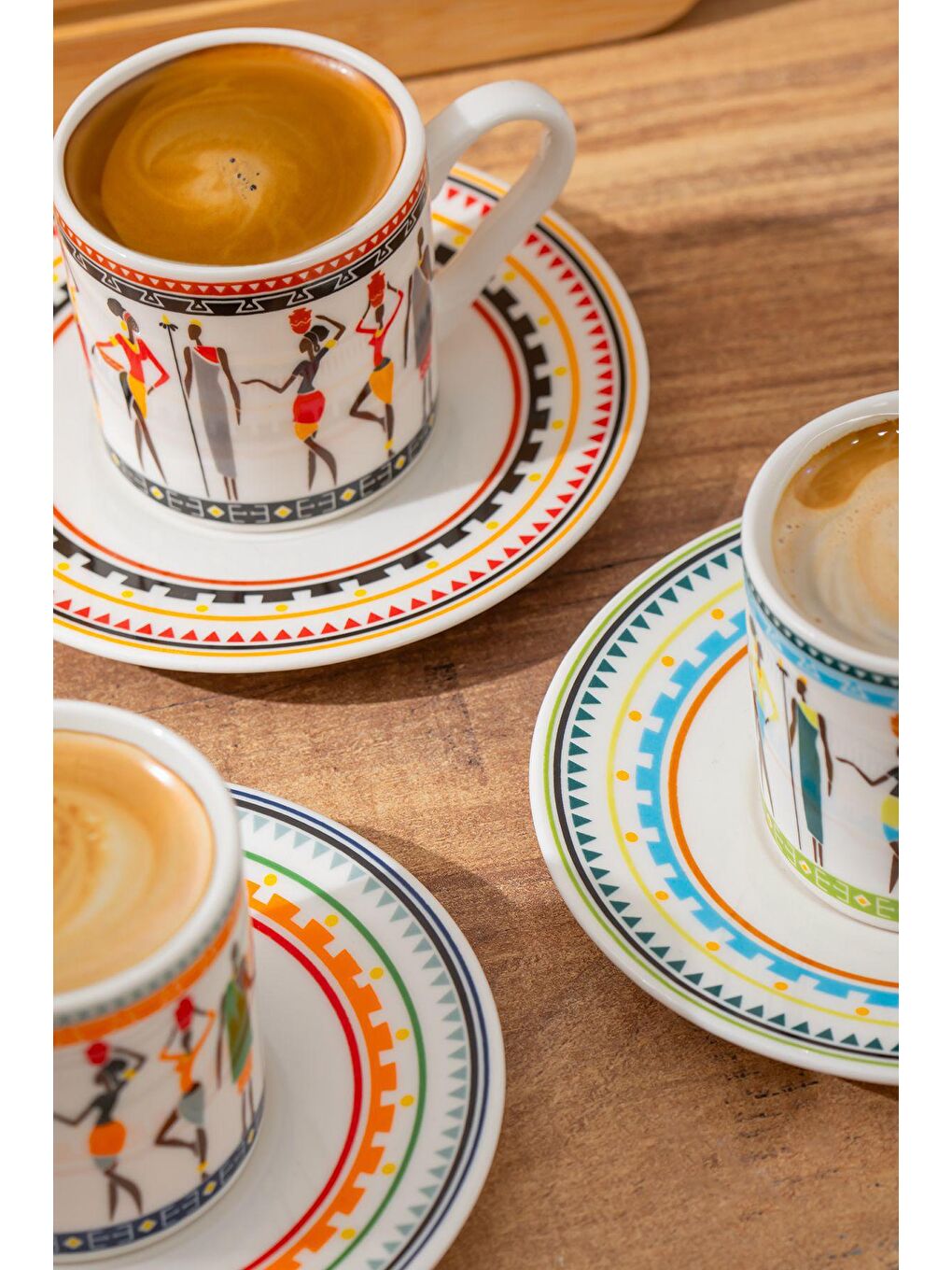 Karışık Humanos Fincan Takımı-Desenli Porselen Fincan Takımı-Türk Kahvesi 6 Kişilik 90 cc-1