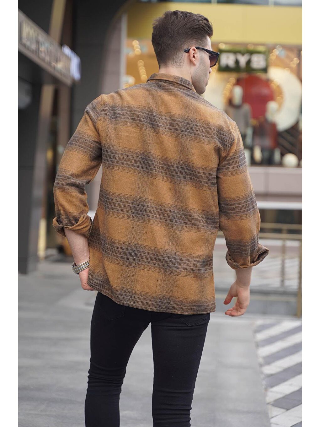 Bej Camel Ekoseli Oduncu Gömlek 5563-1