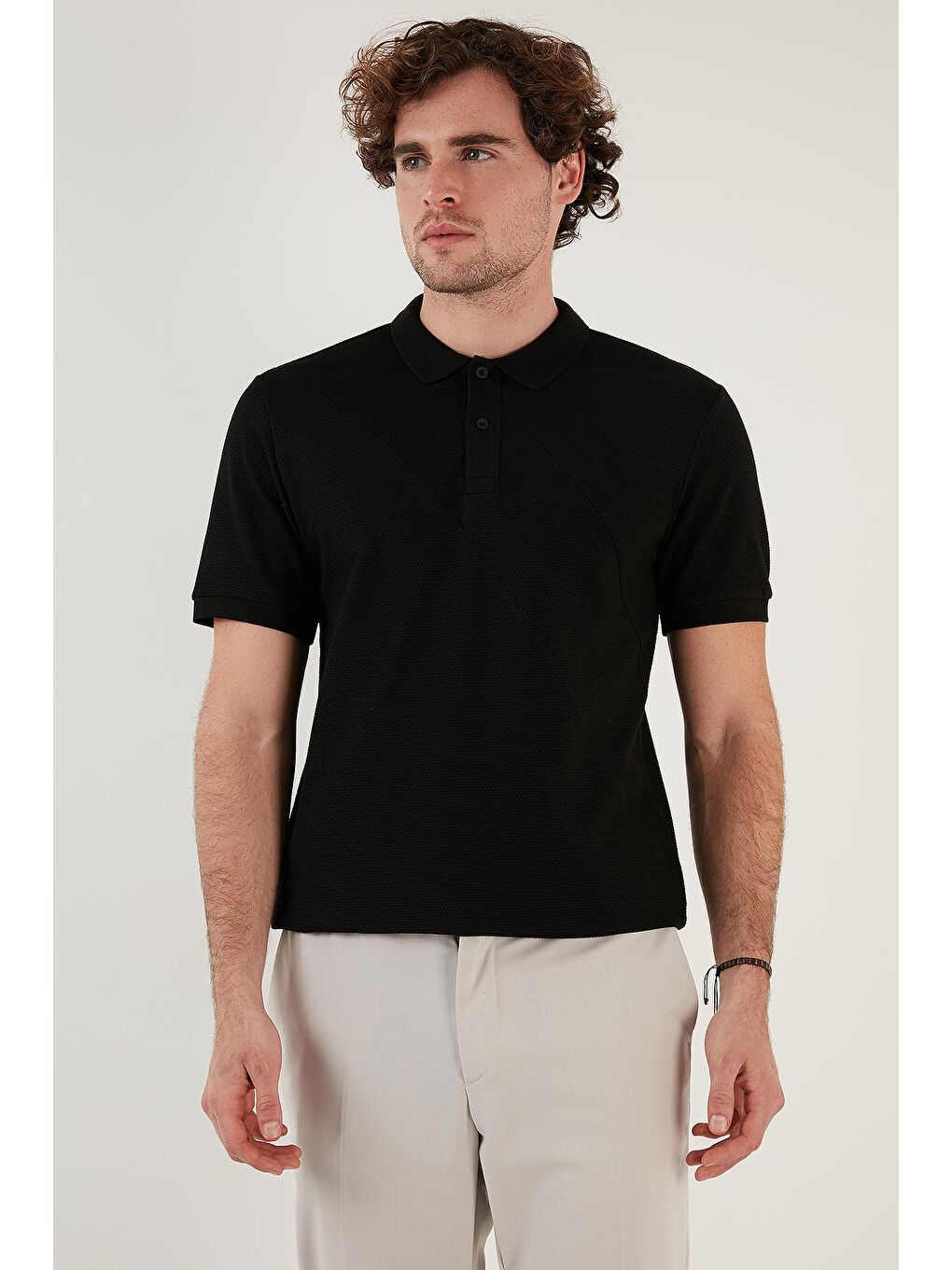 Siyah Pamuklu Regular Fit Düğmeli Polo T Shirt 5902654-3