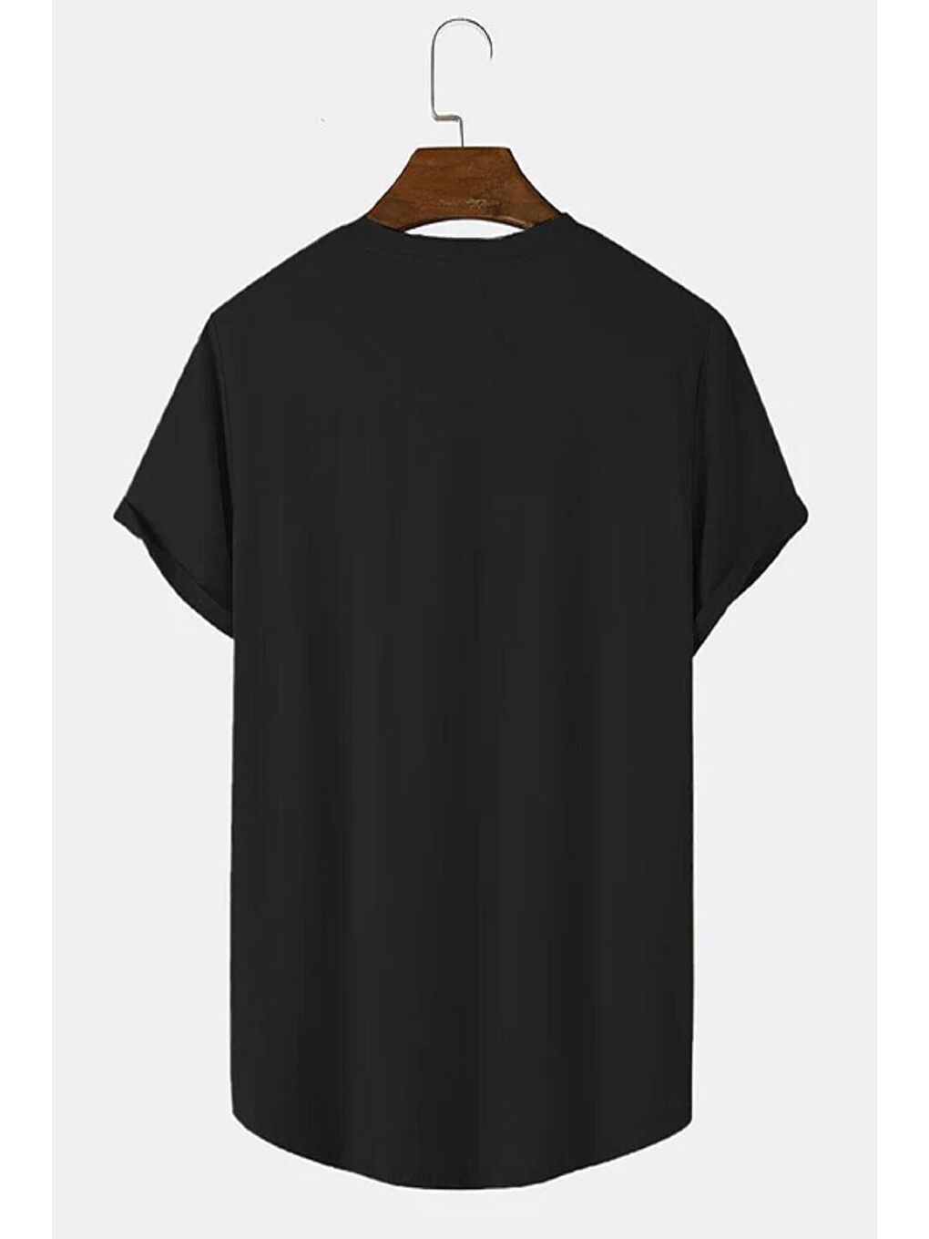 Siyah Uzun Eteği Oval Comfort Fit Unisex Tişört