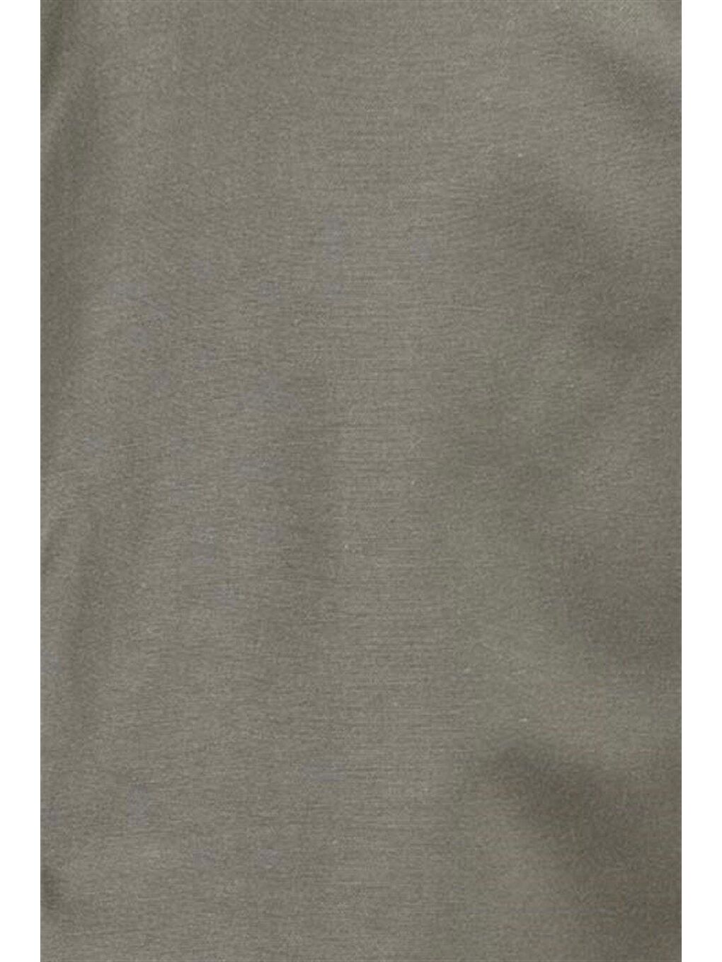 Erkek Slim Fit Dar Kesim Kısa Kollu Pamuklu Oxford Doku Kolay Ütülenebilir Haki Düğmeli Yaka Gömlek-4