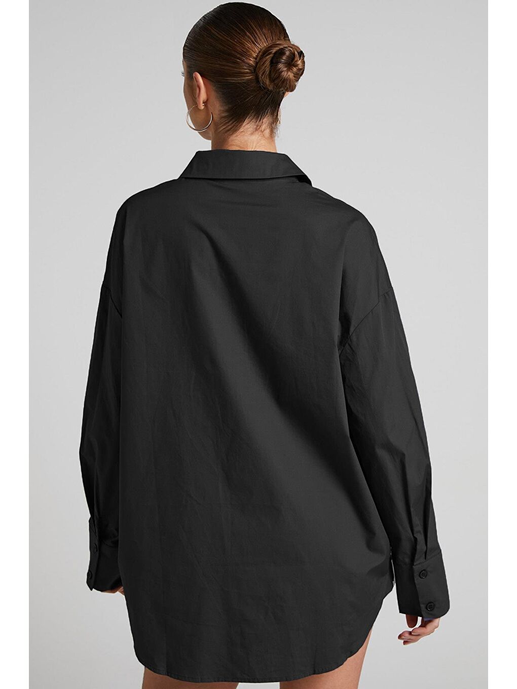 Siyah Oversize Basic Kadın Gömlek Mg1794-2