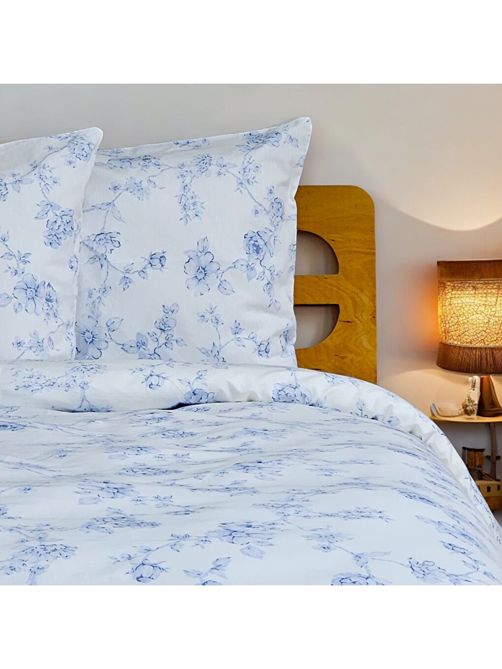 Rossav Home Çift Kişilik %100 Pamuk Mavi Çiçek Nevresim Takımı | Mavi & Beyaz | 4 Parça | Yumuşak Dokulu