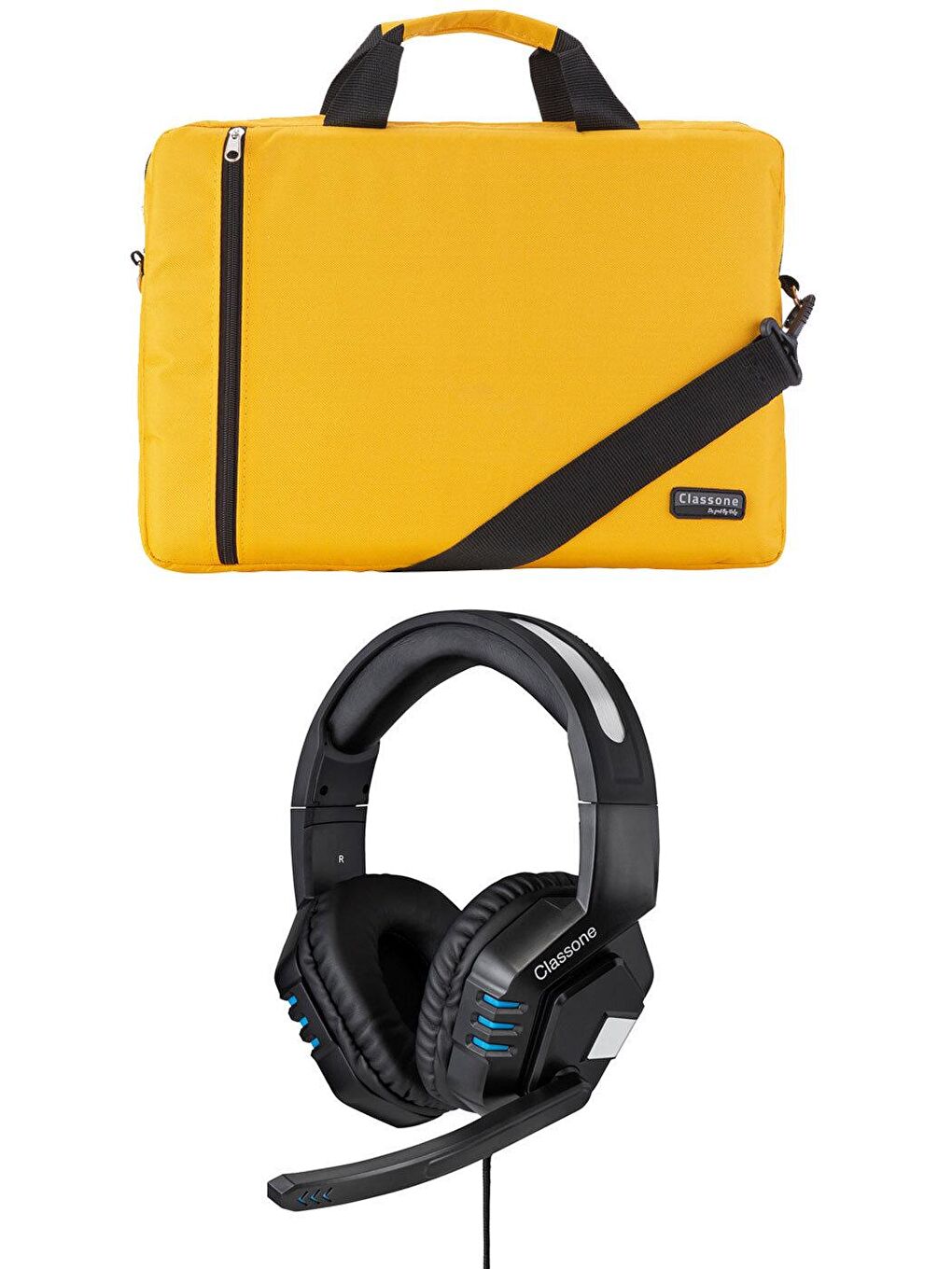 Sarı 15.6 Su Geçirmez Notebook Çantası + Gaming Kulaklık